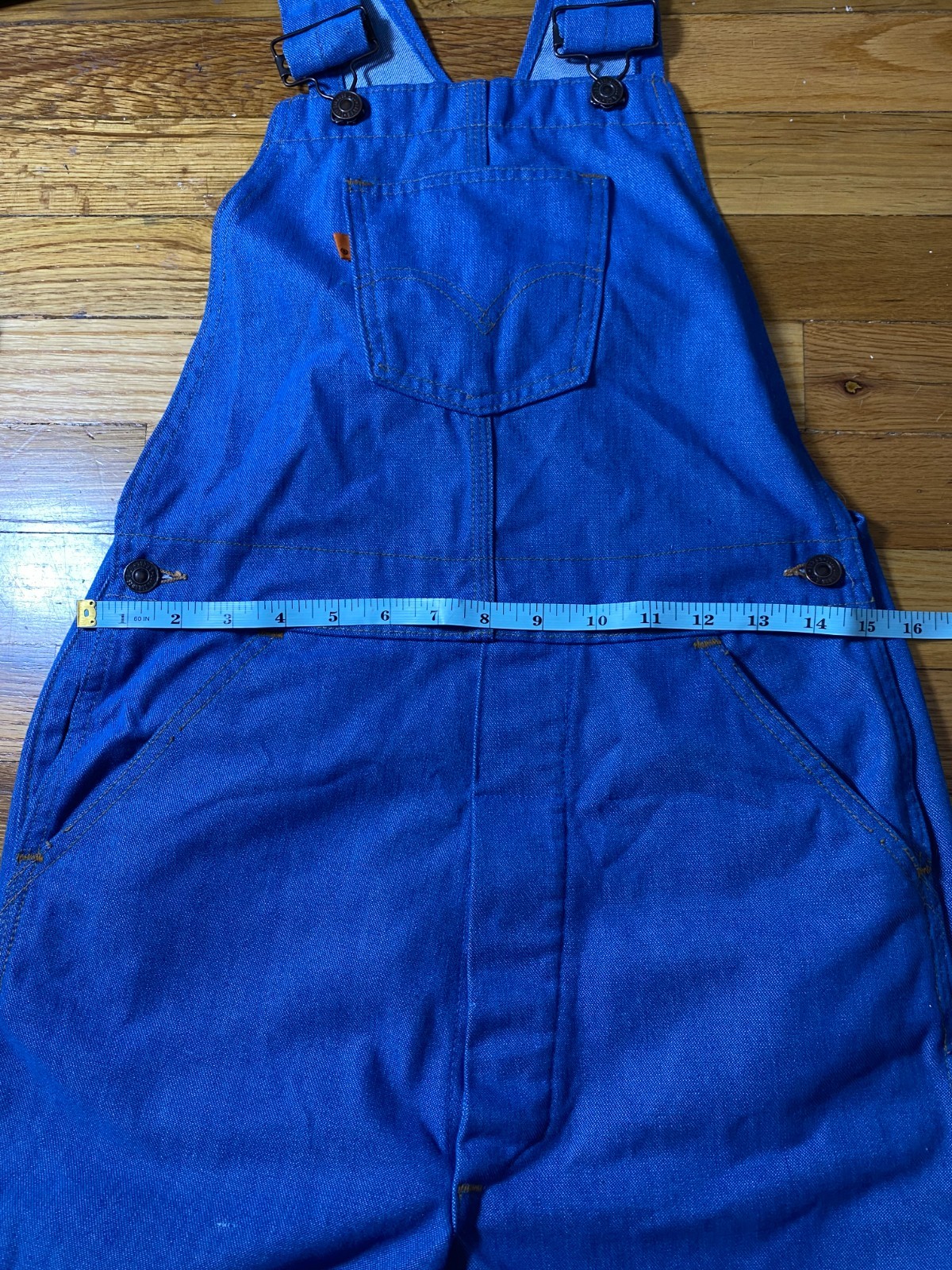 VINTAGE 70s Levis 799 Overalls Double Blank Orange Tab Flare Tags Attached 30×33