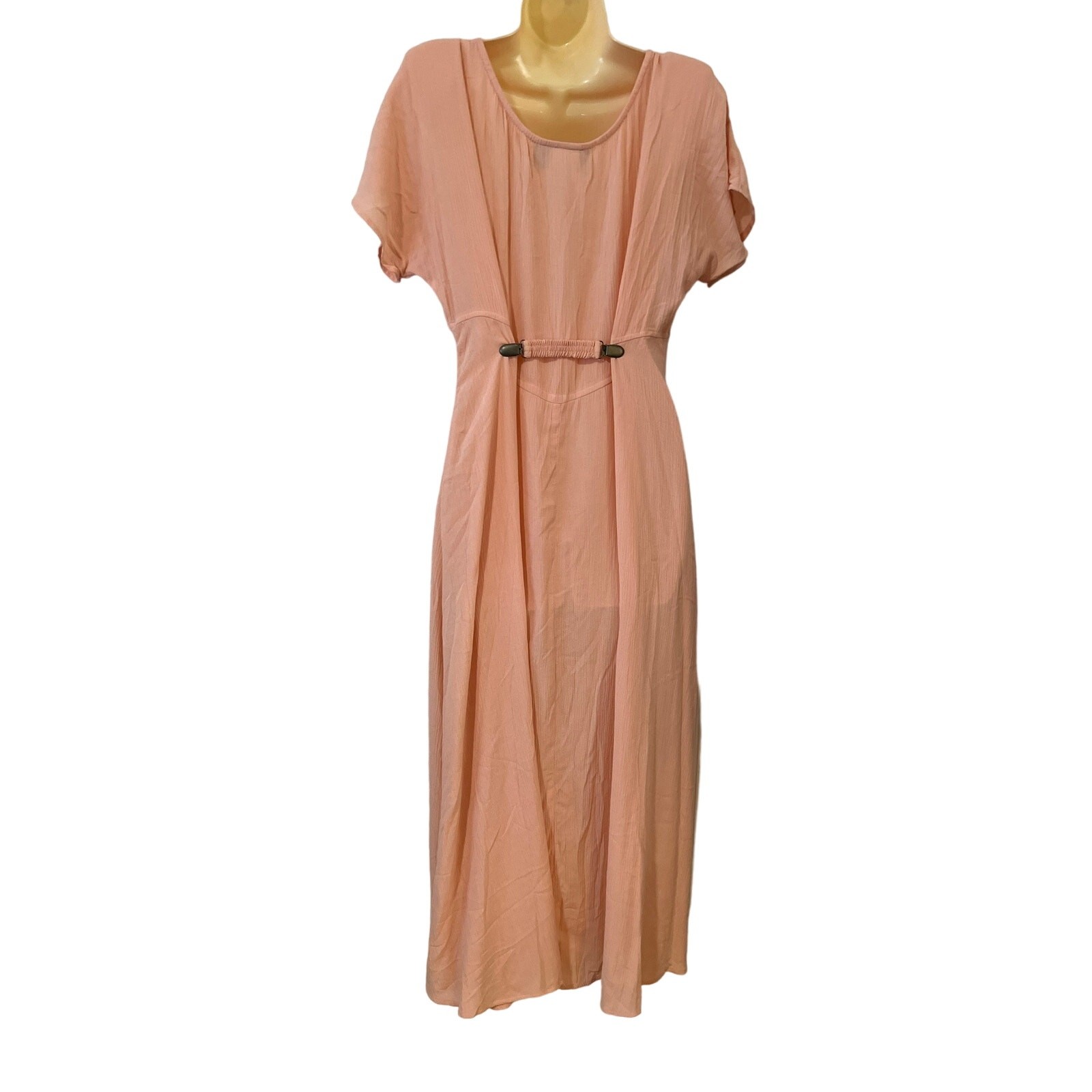 Molly Malloy Vintage Peach Gauze Maxi Dress Size 8 Cottagecore Boho Festival