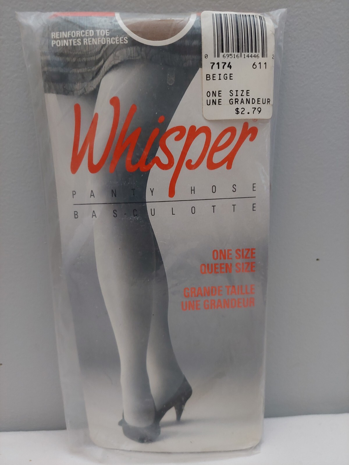 Vintage Pantyhose Whisper Color Beige Queen Size BMIX30