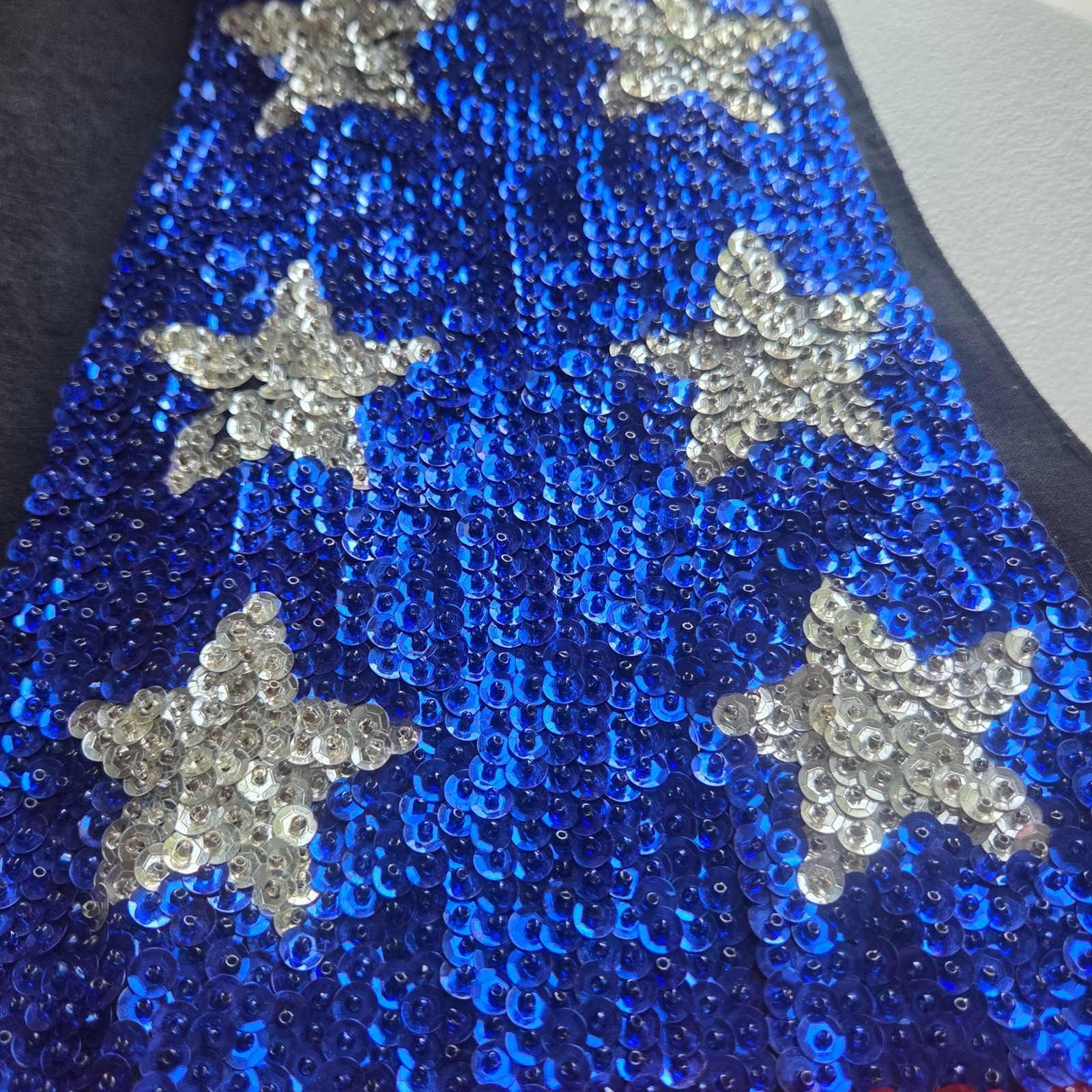 Vintage American Flag Sequin Vest XXL 4th of July Patriotic Stars Stripes USA