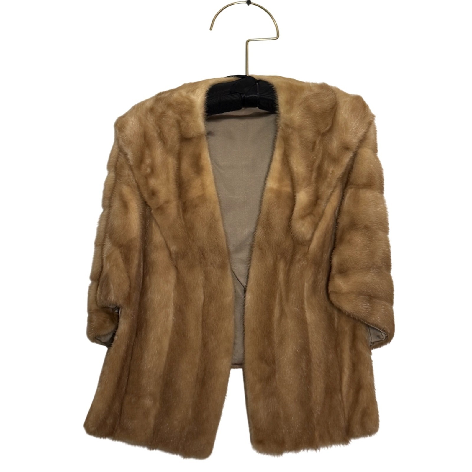 Vintage Womens Mink Fur Stole Capelet 1960s w/ Garment Bag + Padded Hanger
