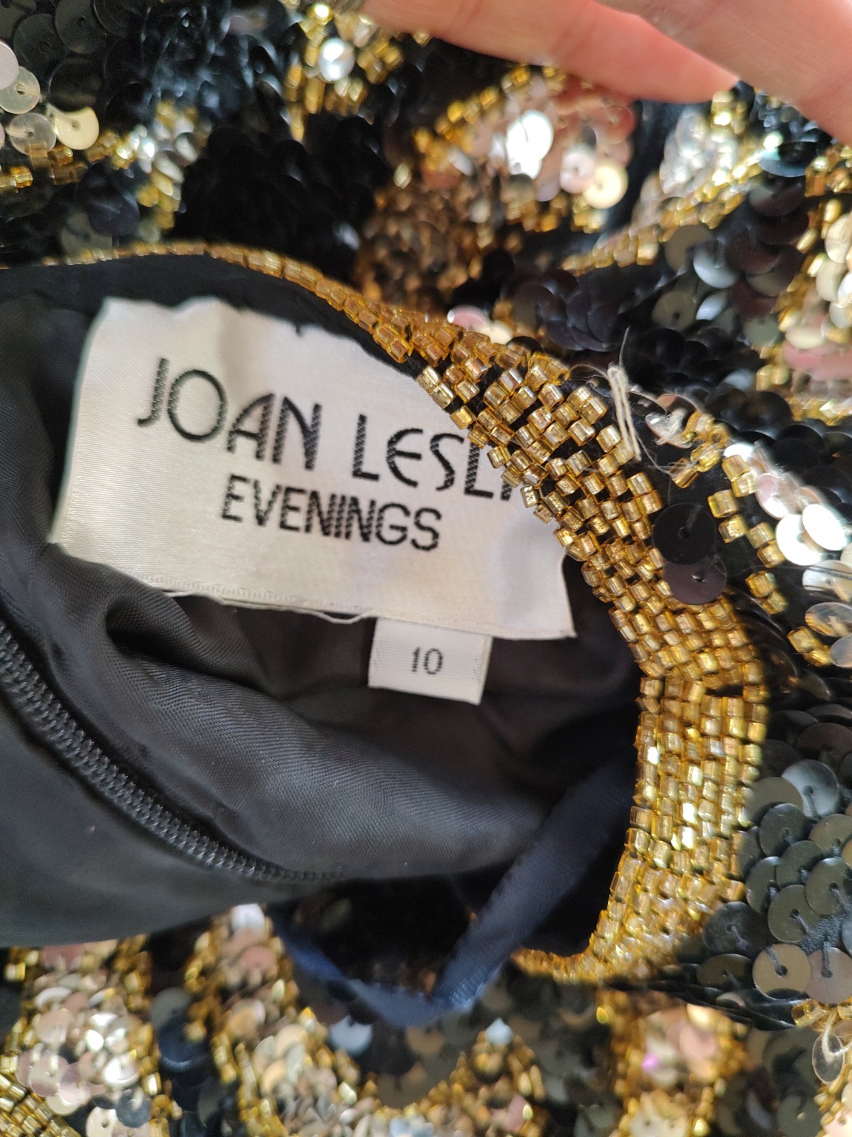 90’s Vintage Joan Leslie Sequin Top Blouse Sparkle Long Sleeve Black Sz 10
