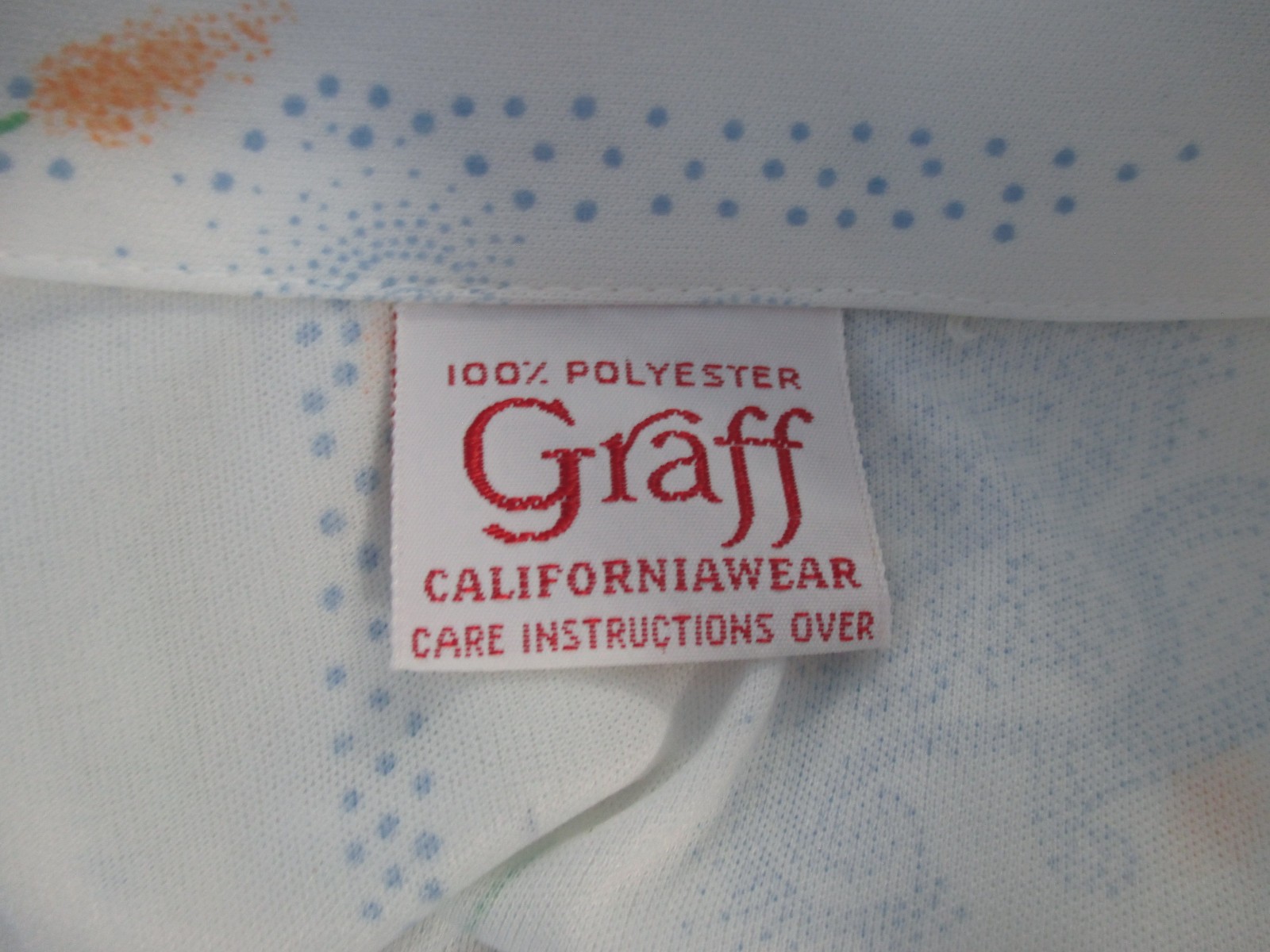 Authentic Vintage 1970s Graff Secretary Blouse – White Blue Yellow – Size M