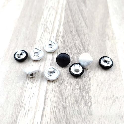 10 Pcs Satin Covered Metal Shank Buttons Cloth Buttons for Wedding 15mm White
