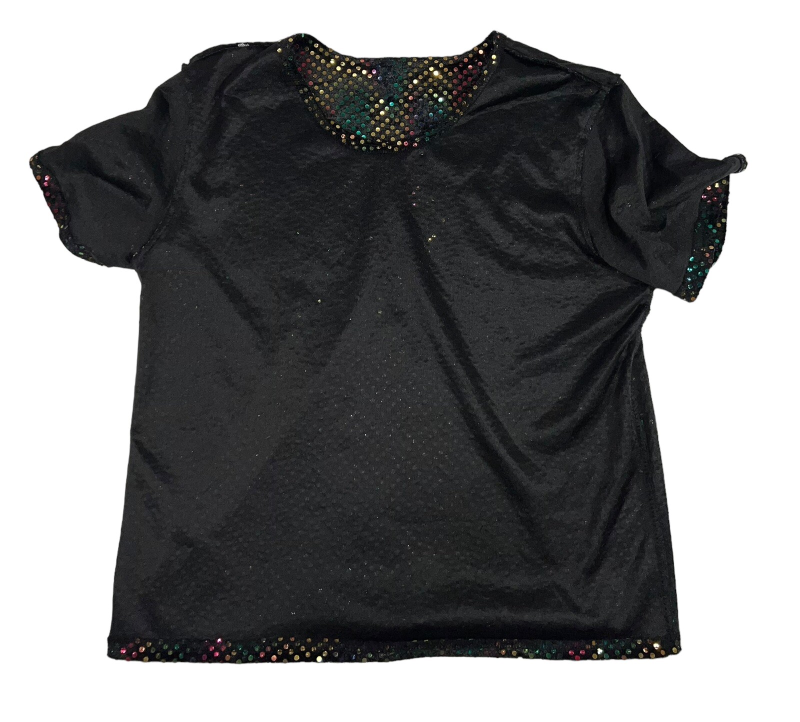 RAINBOW SNAKESKIN SEQUIN VELVET TOP SHIRT POP DIVA 1990s CLUB RAVE VINTAGE Y2K L