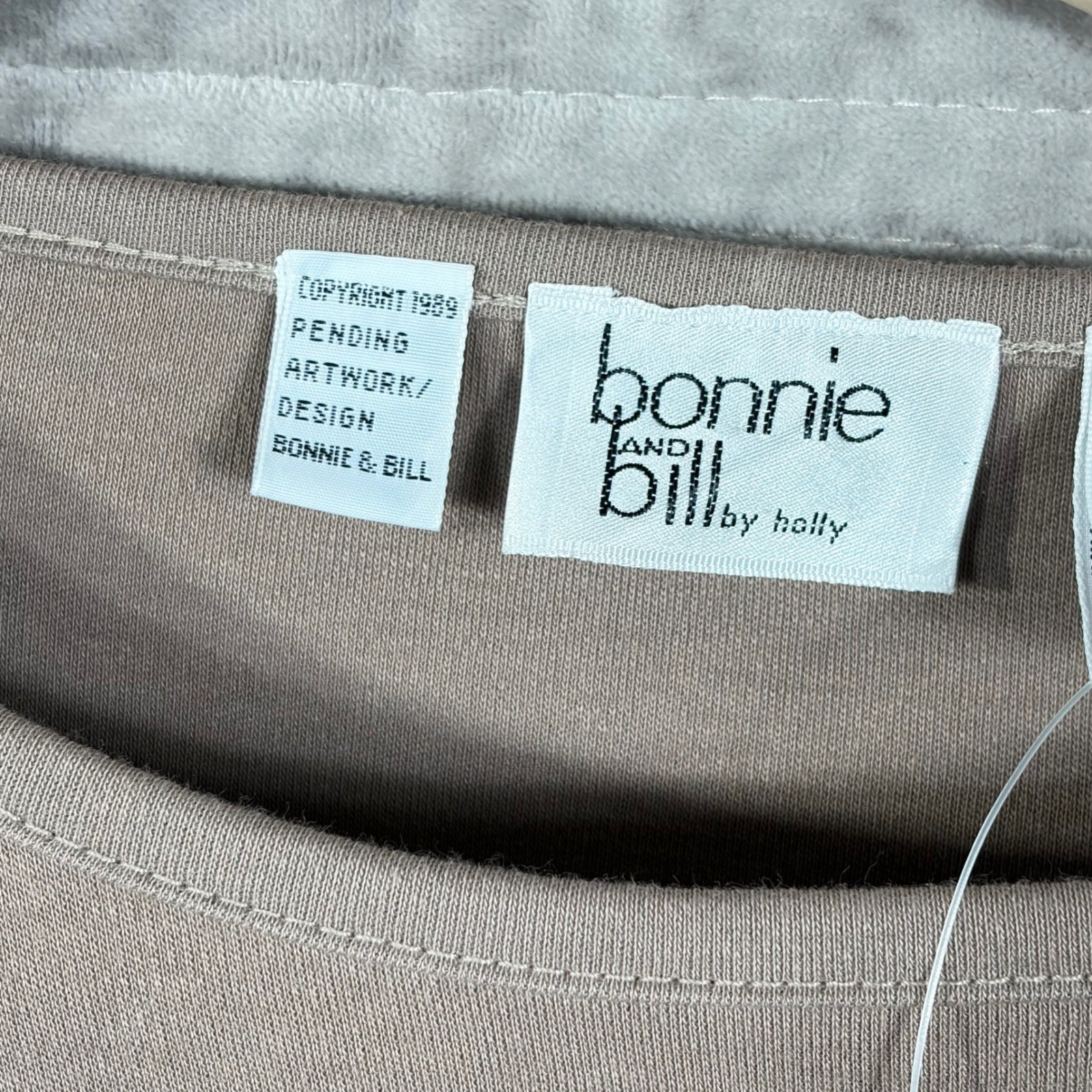Vintage 1989 Bonnie and Bill Looped Fringe Sweatshirt Taupe Mauve Medium NWT
