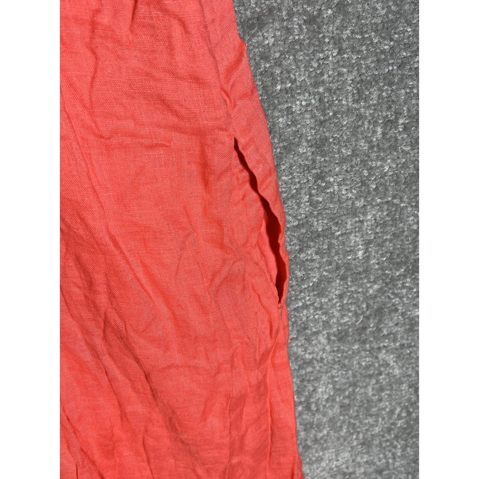 Gap Linen Cami Dress Womens Size 2 Fire Coral Lined Pockets Racerback A-Line