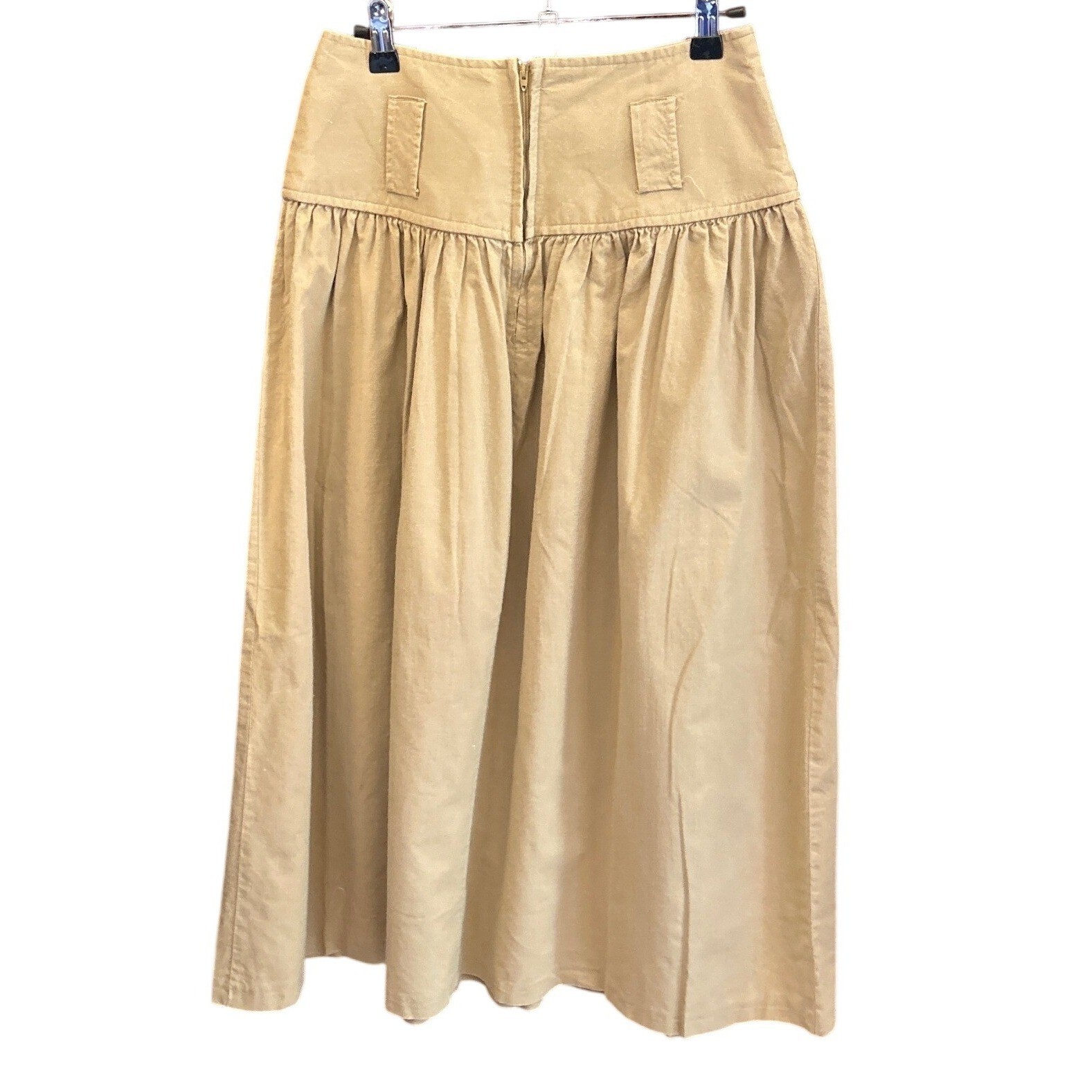 Vintage Marilyn Togs Khaki Midi Skirt Cottagecore Prairie Boho Tan High Waist