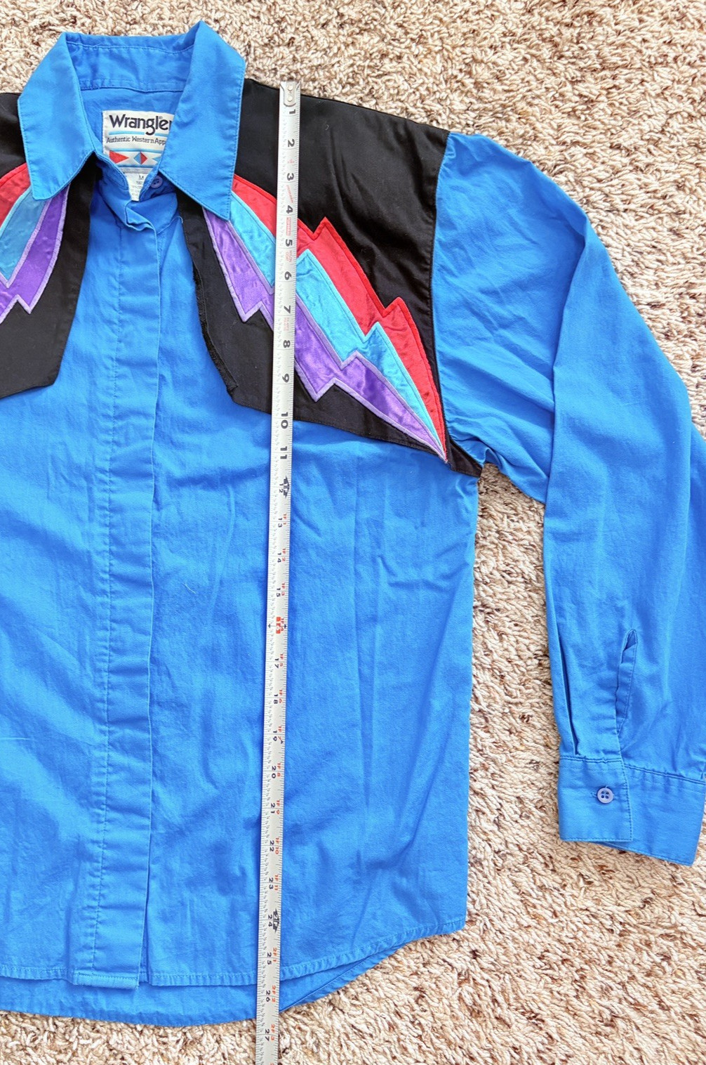 Vtg Wrangler Bowie Style Satin Lightning Bolt Western Shirt Womens Medium
