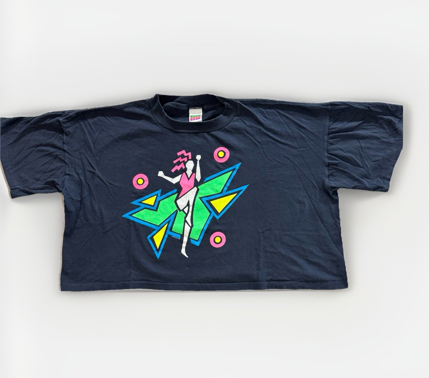 Vintage 1989 CYRK Inc Dance Graphic Single Stitch Crop Tee OSFA RN U.S.A.