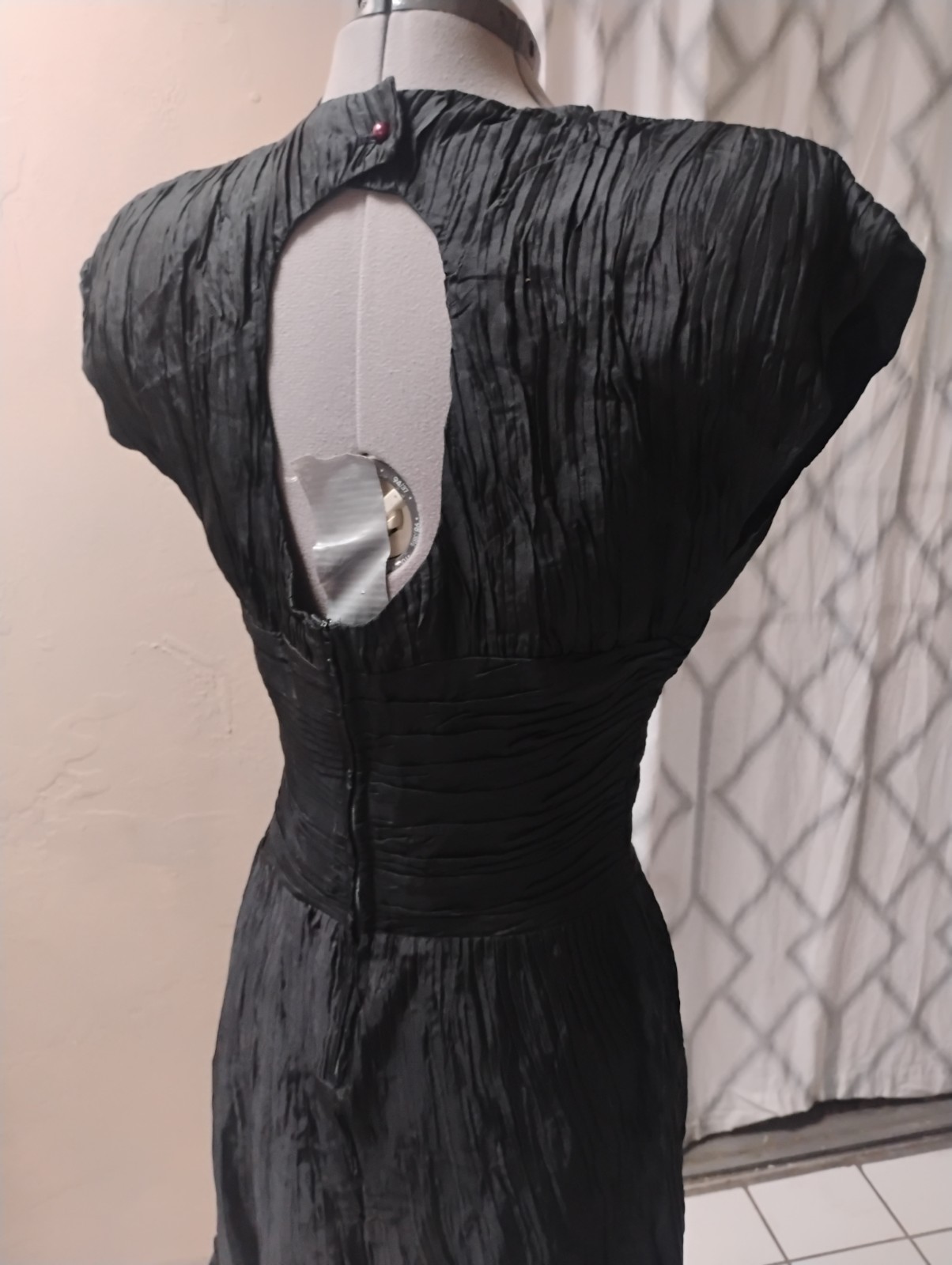 Vintage 80s A La Carte California Fortuny Pleat Black Party Prom Dress Size 6