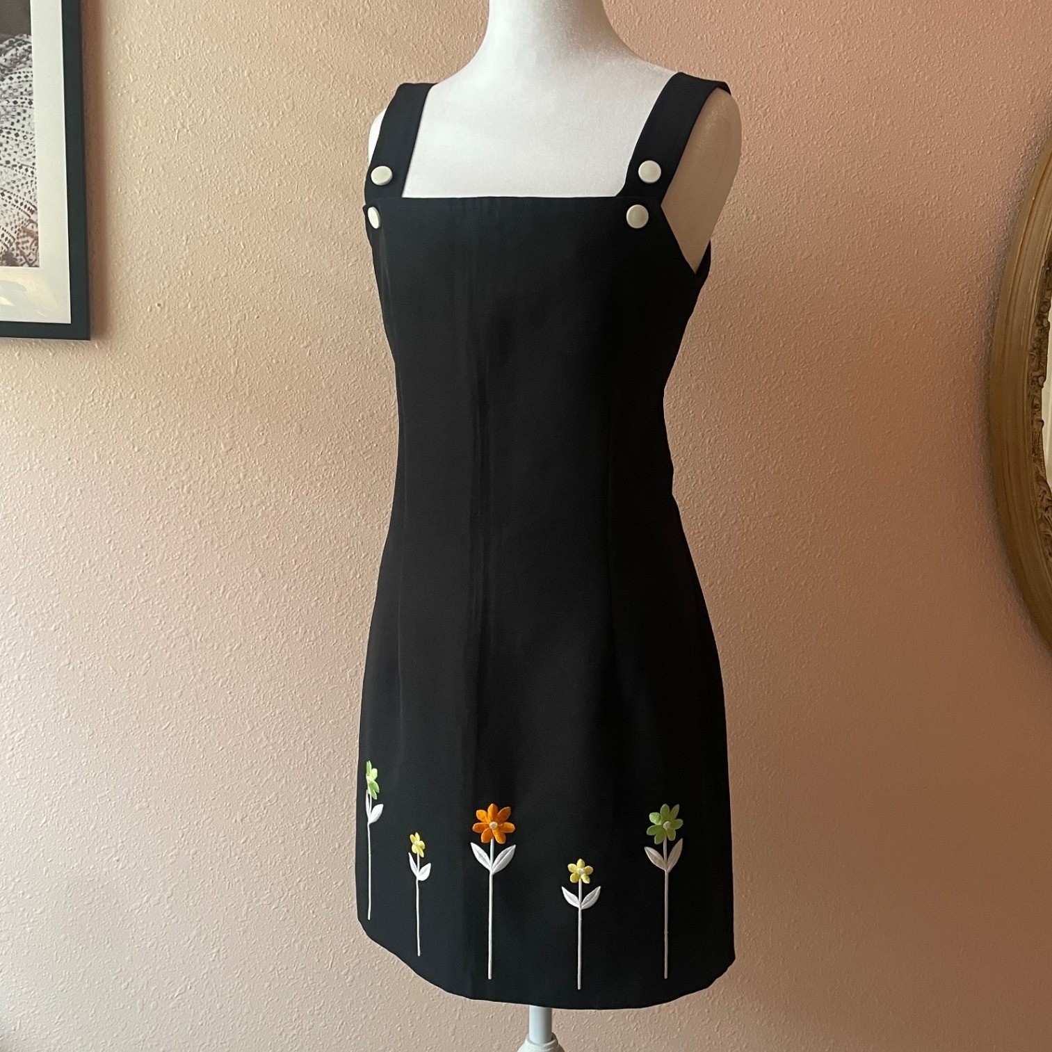 Vintage 90s Floral Cottagecore Overall Dress