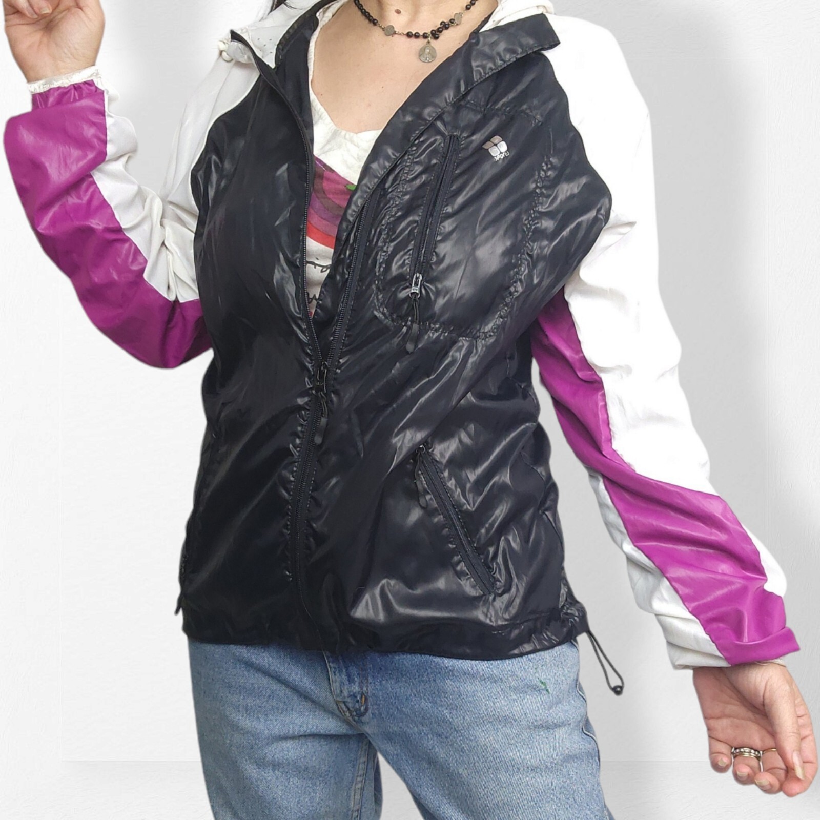 Sports Rain Jacket Ladies 12 Athleisure sporty Parka Preppy Walking 90s Vintage
