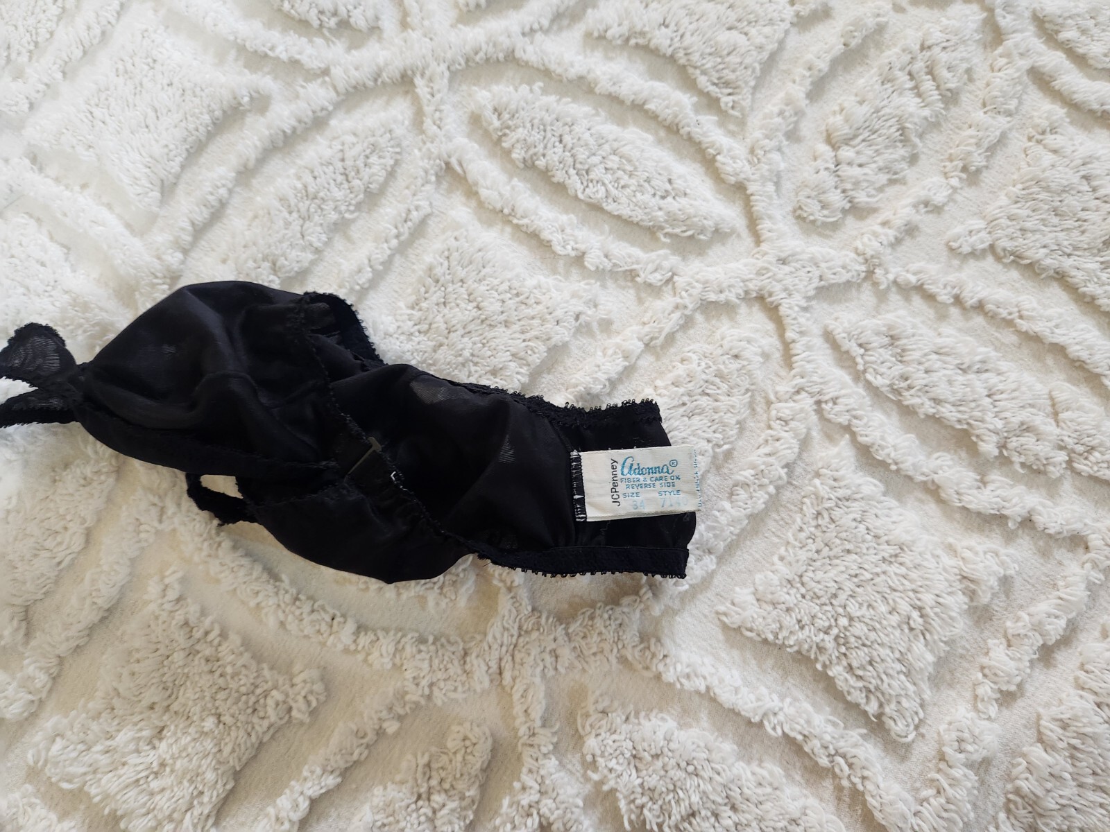 Vintage Adonna Bra 34 Black Nylon Adjustable Strap Front Closure Sheer – Tiny