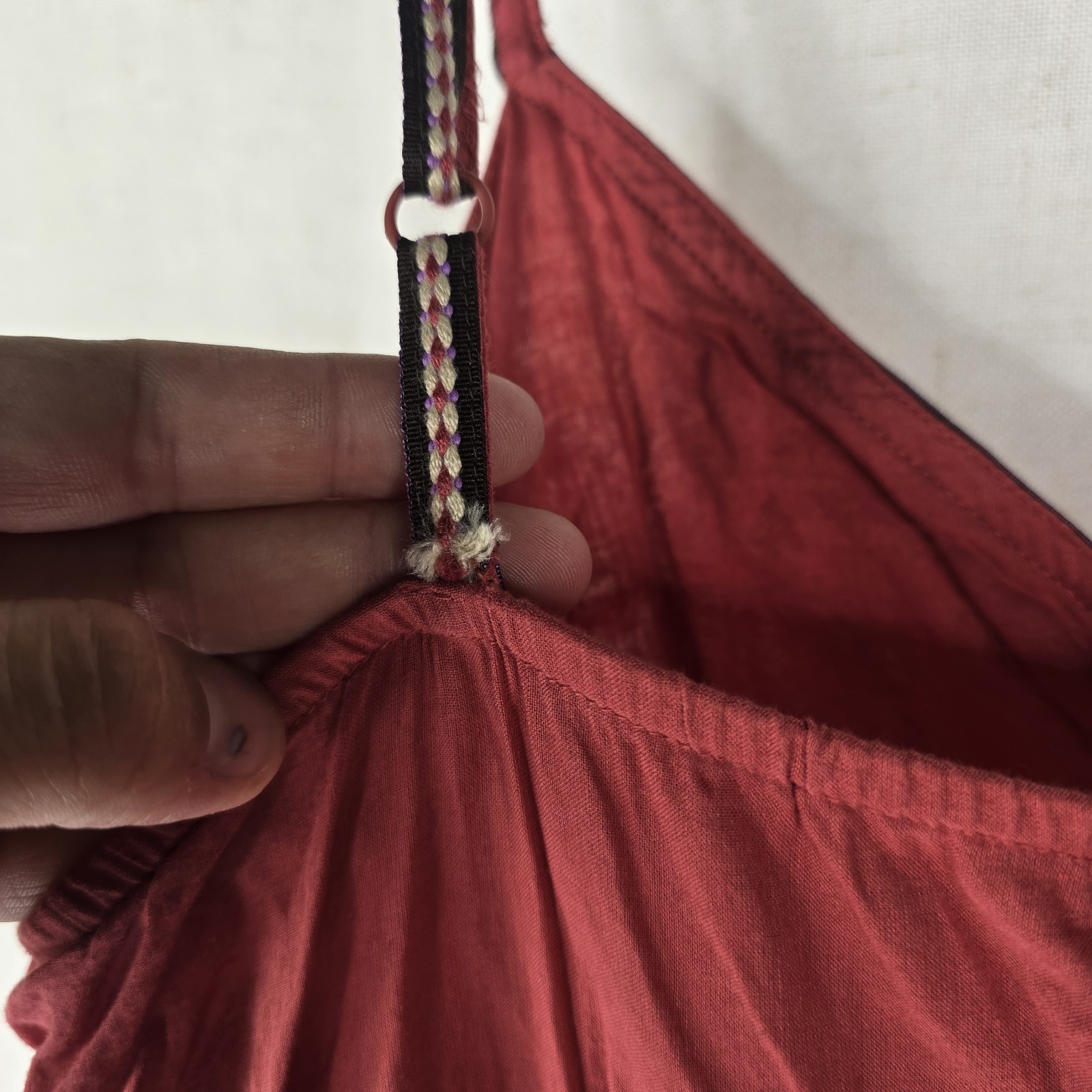 Old Navy Womens Large Spaghetti Strap Y2k Babydoll Terracotta Red Vneck Vintage