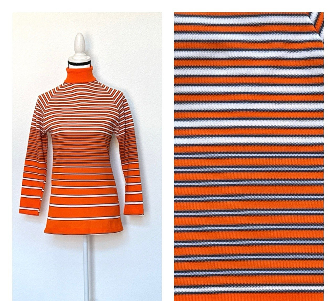 VTG 1970s Gradient Striped Knit Turtleneck