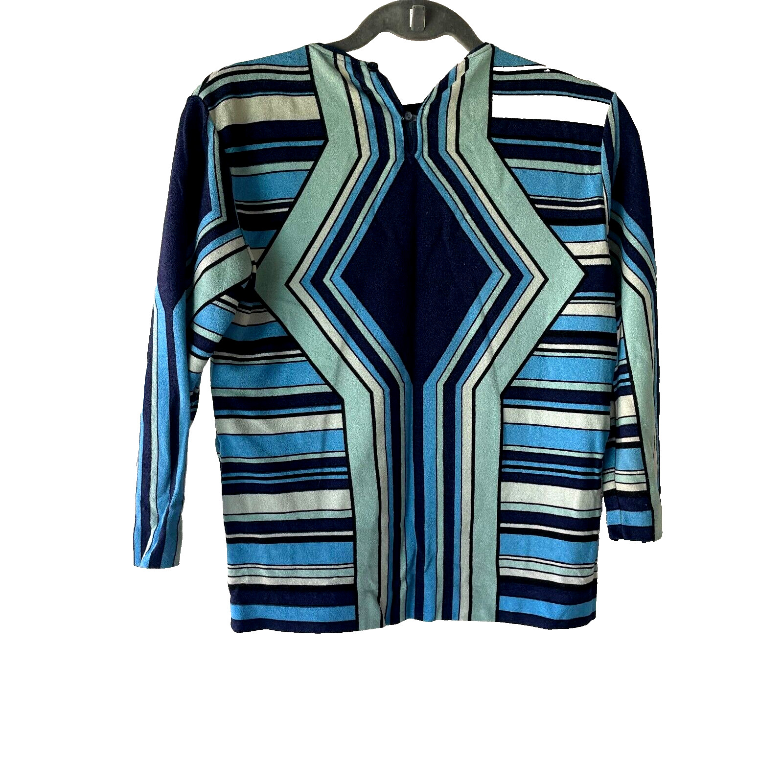 Vtg 60s 70s ZIO LUIGI FAIRFIELD Psychedelic Op Art Mod Twiggy Print TUNIC Top