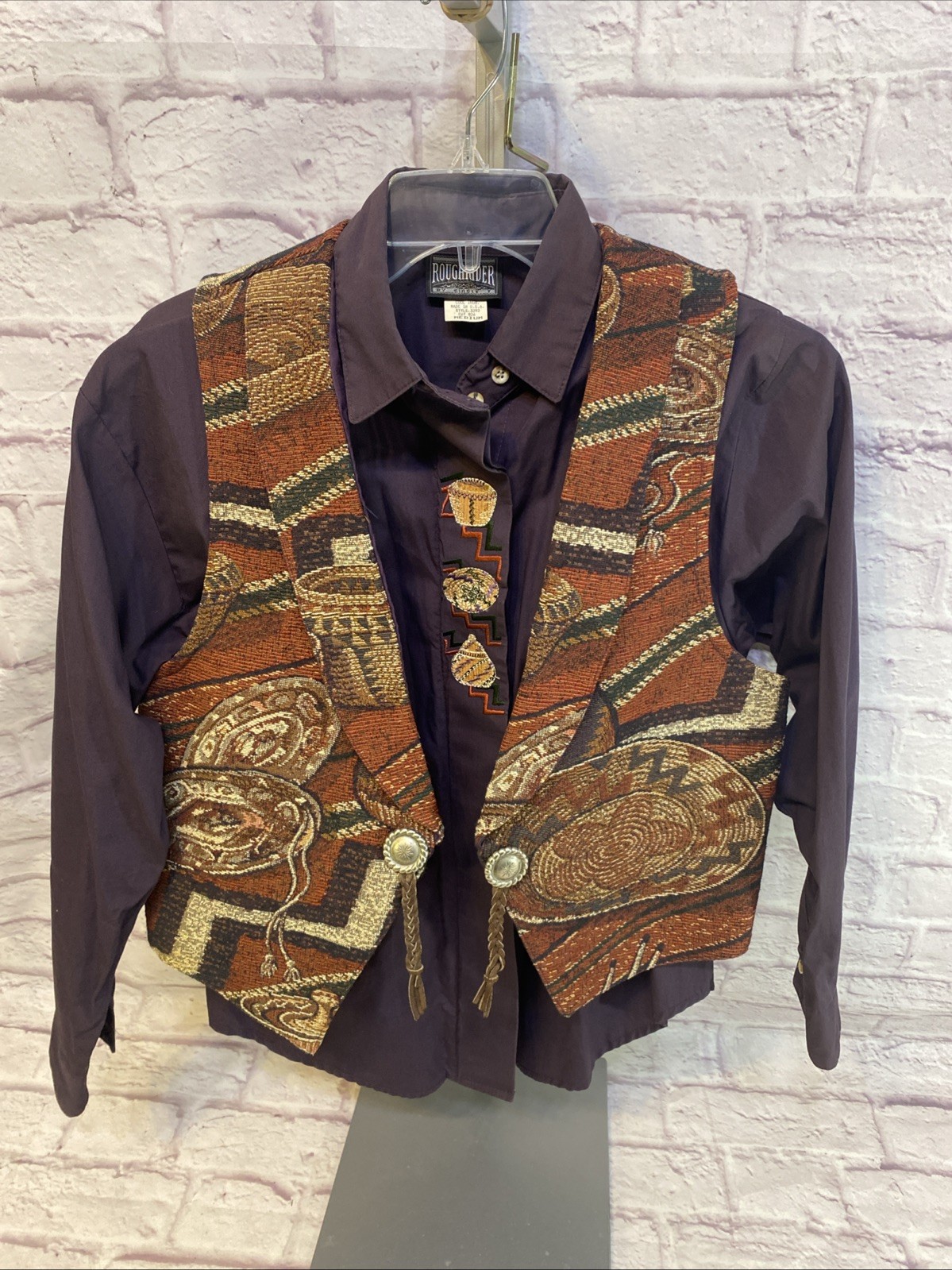 Vintage 1970’s Roughrider By Circle T Button Up Shirt And Vest Women Size Medium