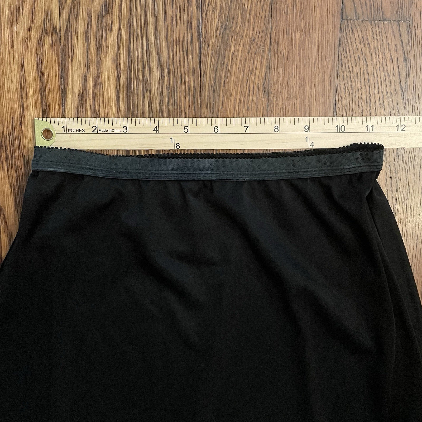 Vintage Dutchmaid Black Half Slip SZ 30S Side Splits Lace Accents Nylon