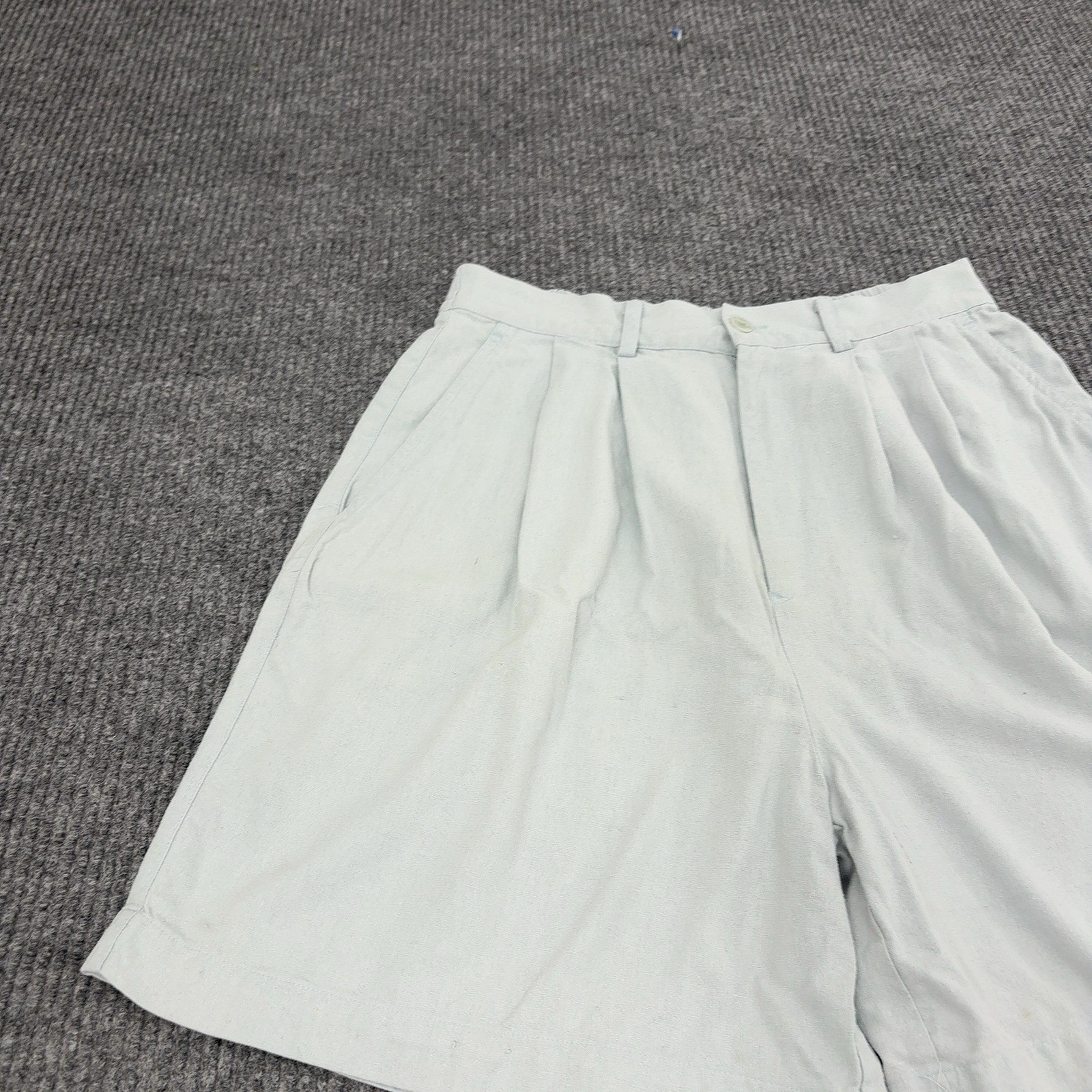 Vintage Company 907 Shorts Women L Light Blue Silk Pleated High Waist Minimalist