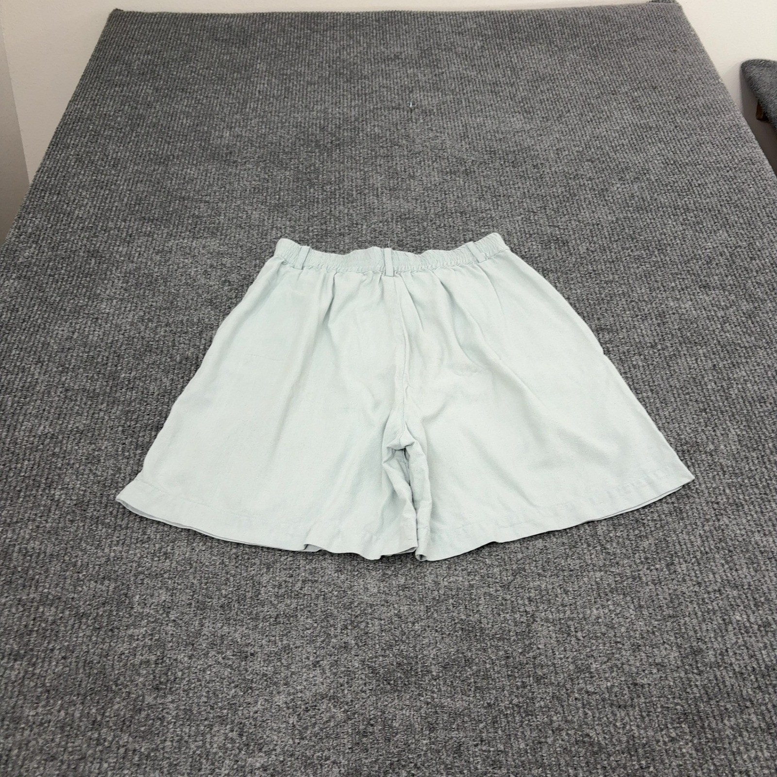 Vintage Company 907 Shorts Women L Light Blue Silk Pleated High Waist Minimalist