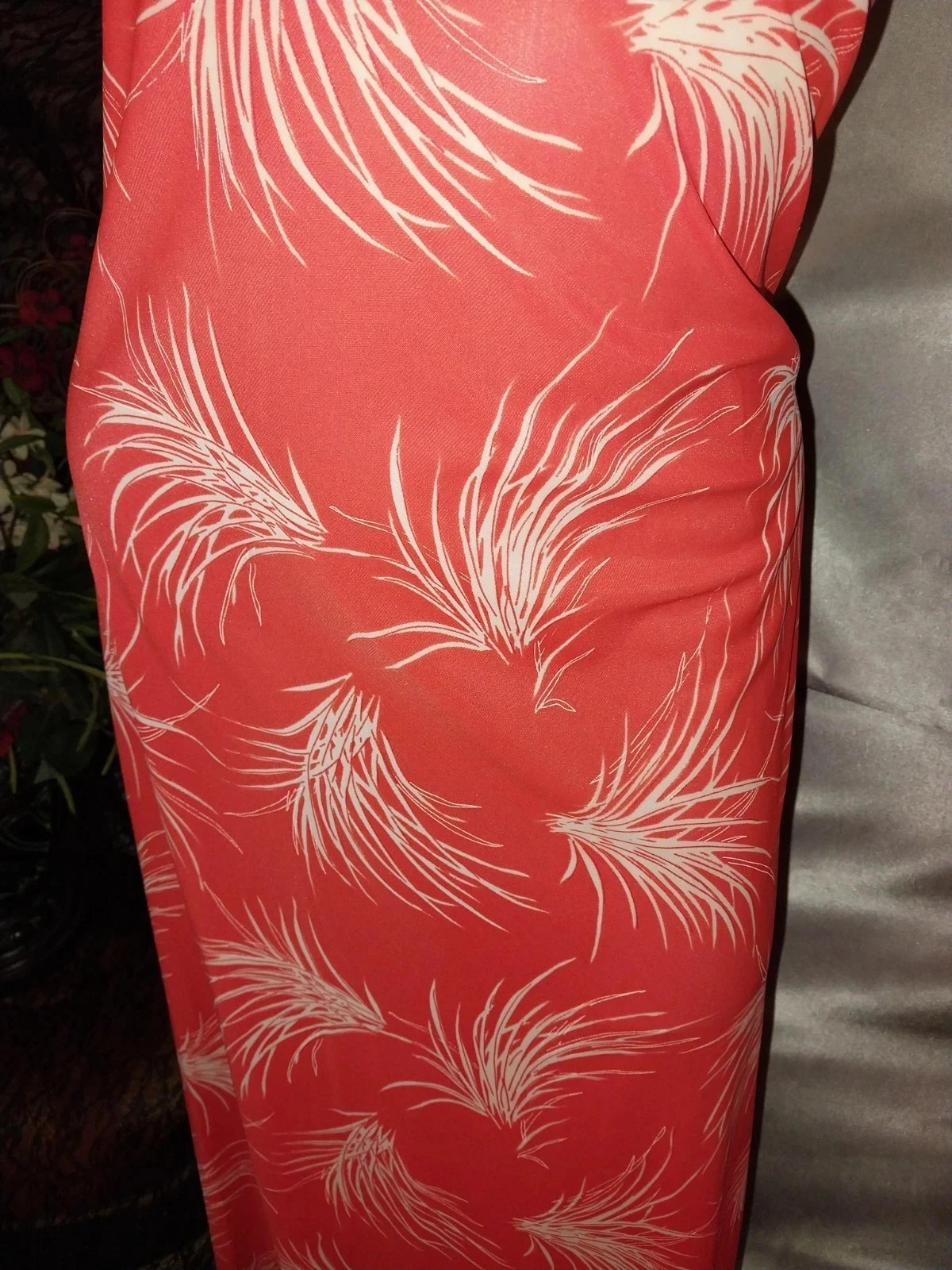 Vtg SILKY NYLON ORANGE ITALY 70S NIGHTGOWN LONG MAXI HIPPY DRESS S 34