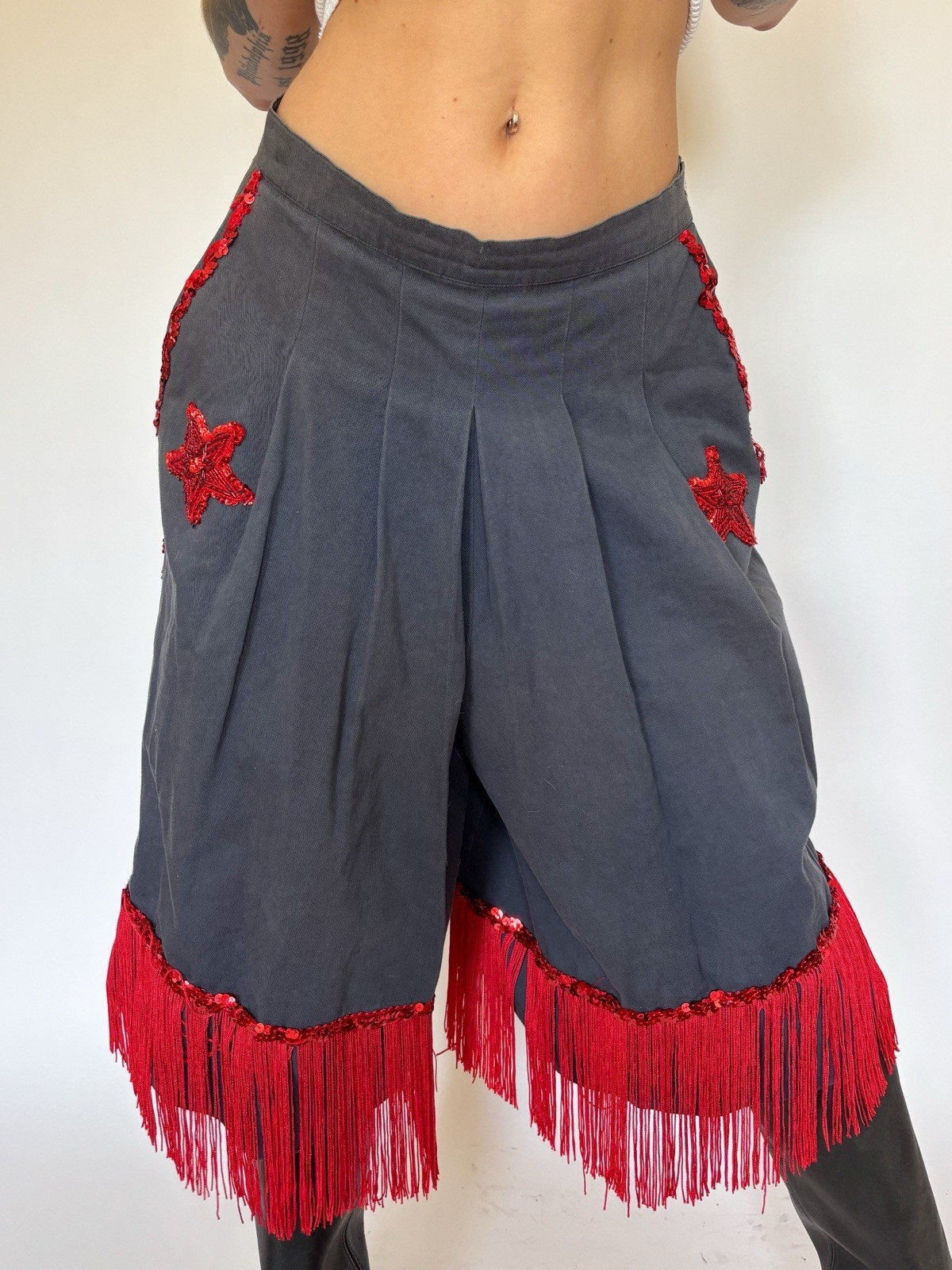 Handmade Western Culottes Gauchos Sequin Fringe Tassel Rockabilly 1970’s Vintage