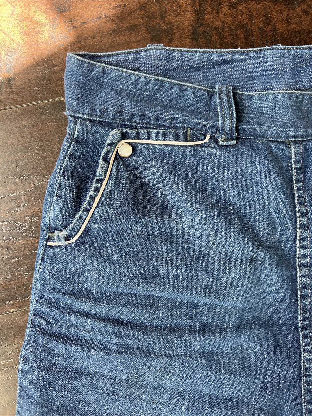Vtg 40/50’s RANCH CRAFT Side Zipper Sanforized Western Jeans Pearl Snaps S/M
