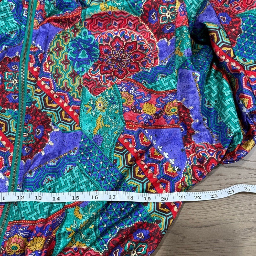 Lavon Petites PM Vintage Windbreaker Jacket Festival Retro Patchwork Print Event
