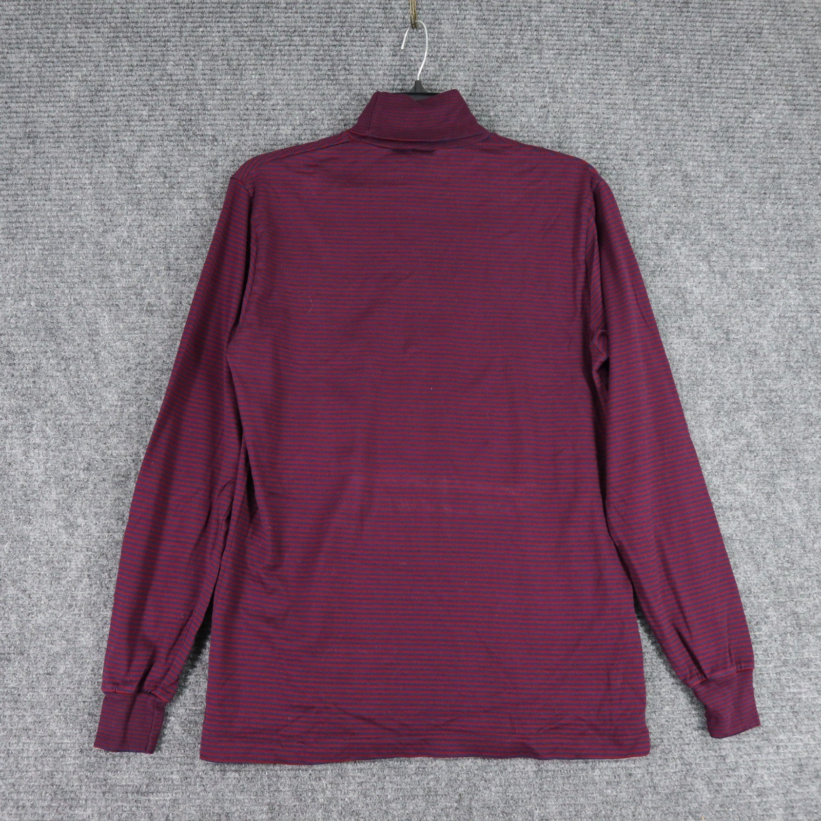 Vintage 90s Lands End Turtleneck M Cotton Red Blue Striped USA Made Normcore