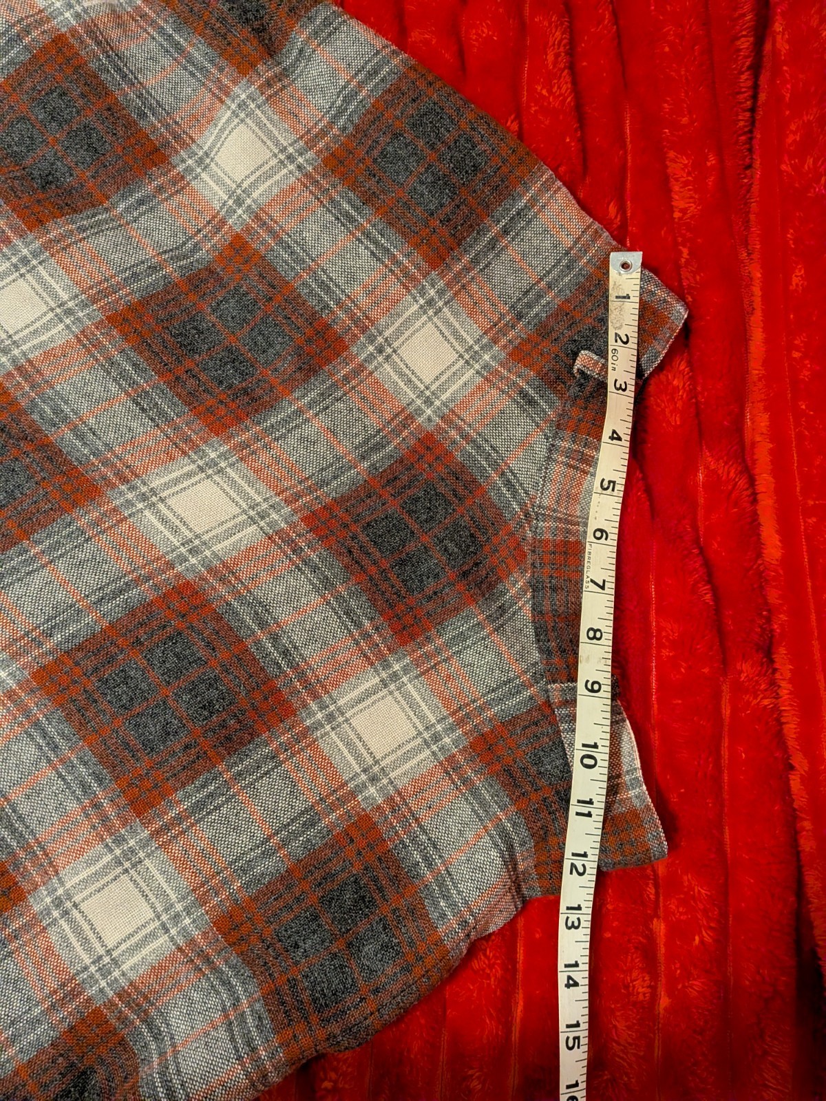 vintage wool blend plaid midi skirt set; Barclay Square, red black white brown