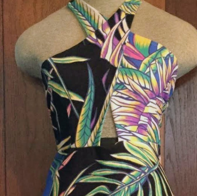 Mara Hoffman Halter Skater Style Dress In Viva Tropical Print Size L