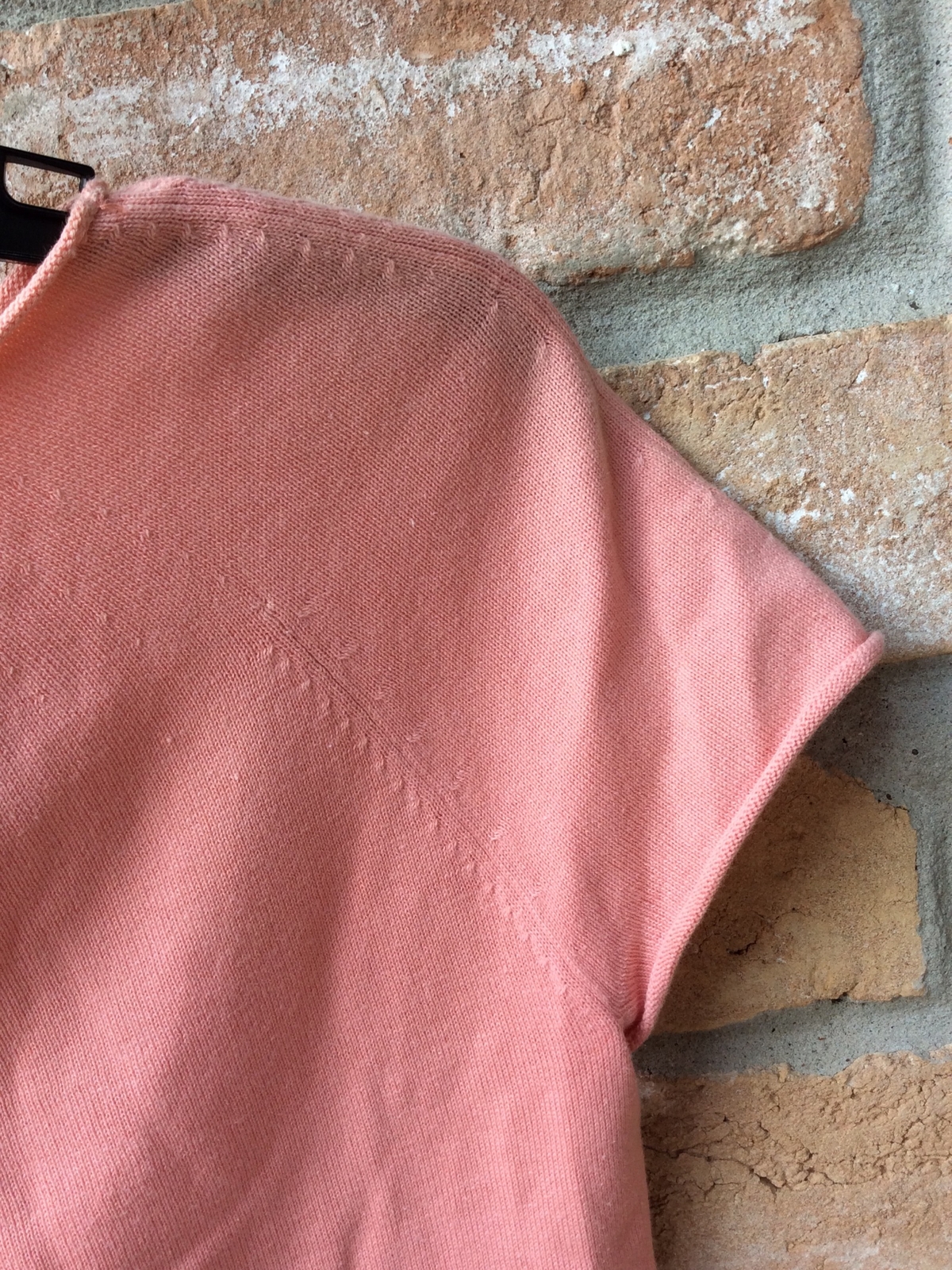 VTG 80s DKNY Donna Karan NY Dusty Peach Sweater Sz S/P PETITE Cotton Rolled Hem