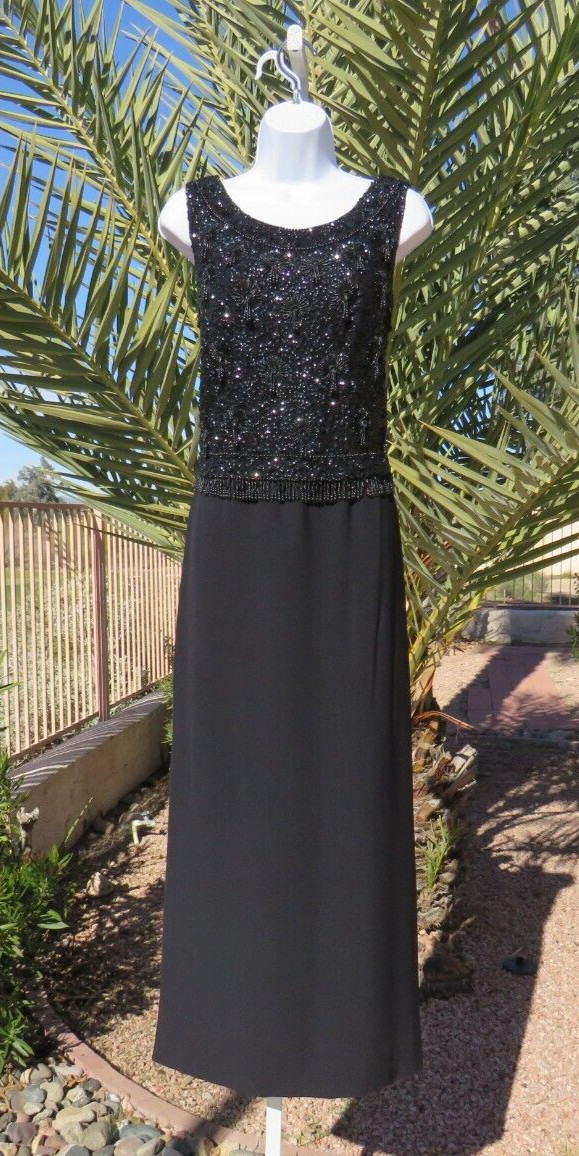 VTG 1960s 70s HOUSE OF GOLD BLACK SEQUIN BEADED TOP & SKIRT OUTFIT