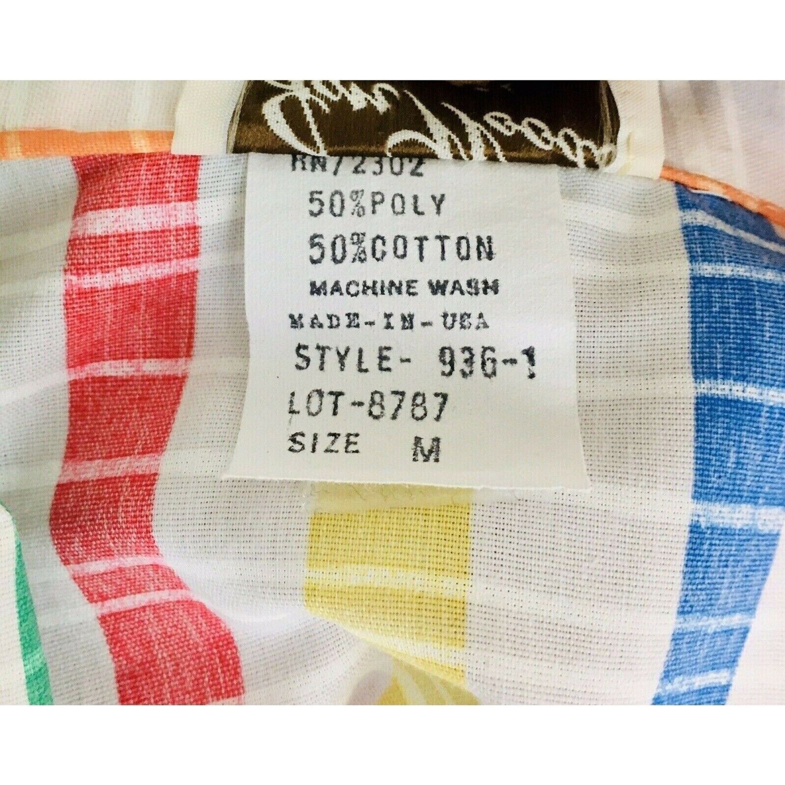 Vintage 60s 70s Jon Woods Rainbow Striped Collared Button-Down Shirt Medium