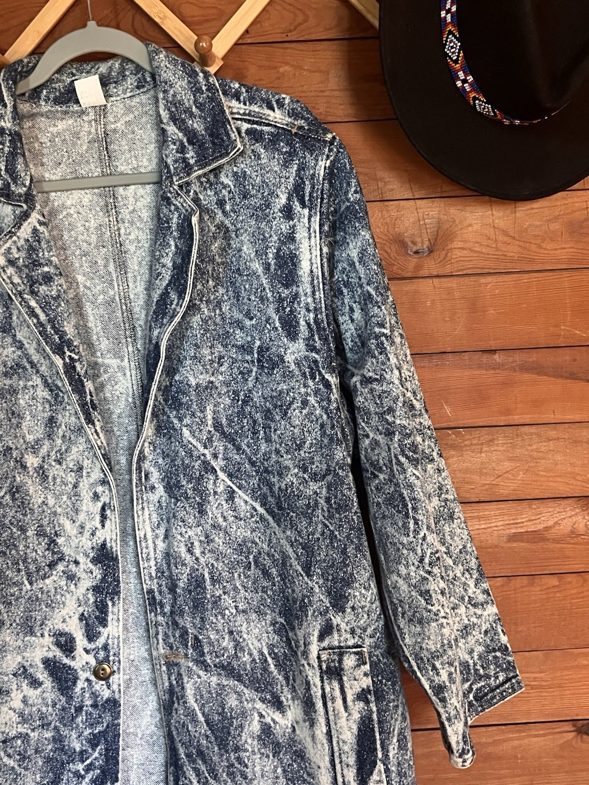 1980s Iced Washed Denim Trench AMAZING Size Large – EUC