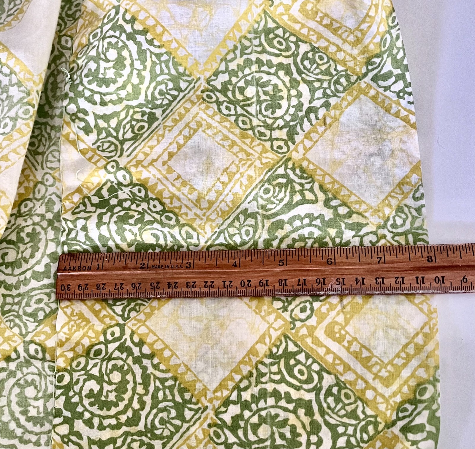 Darling 1950s Cotton Summer Frock, Yellow & Green Print, Petite, Small, VLV
