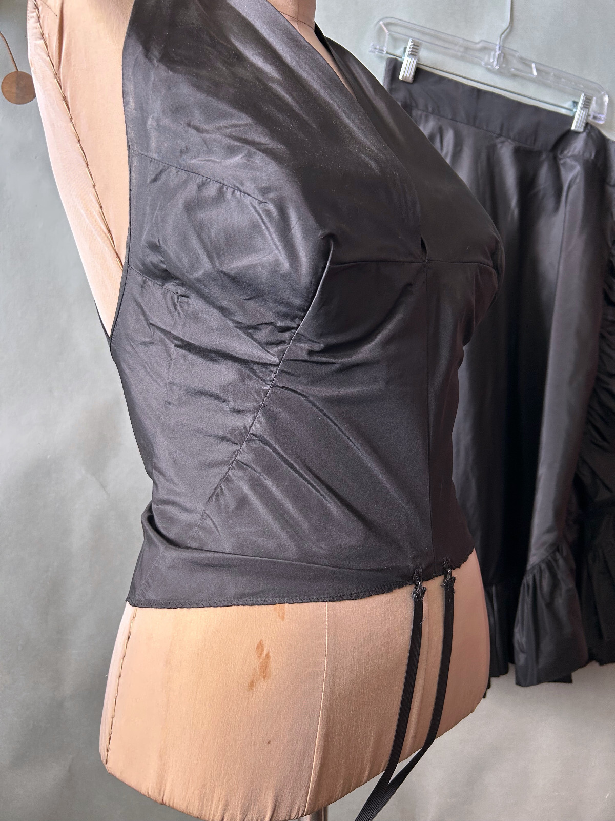 Vtg 1960s Flamenco Style Party Dress Black Halter Busty Cocktail Glam sz S M