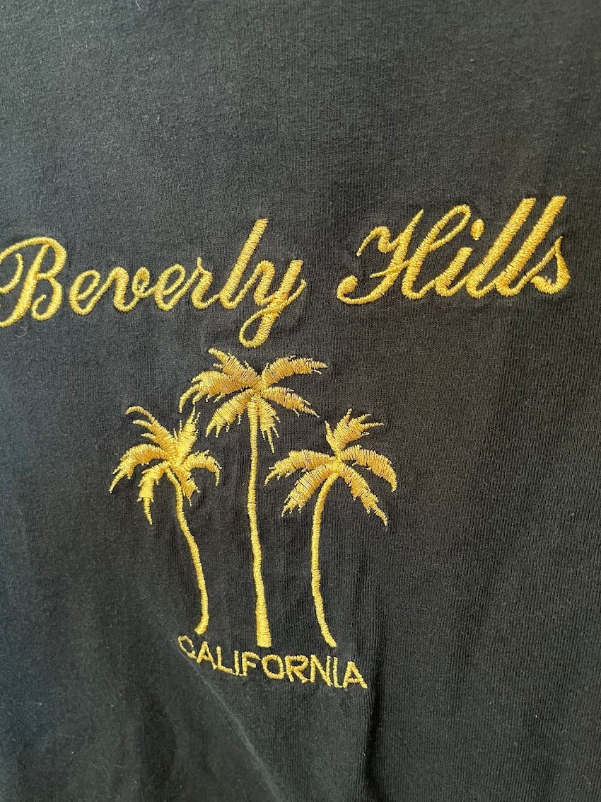 Vintage Beverley Hills California T Shirt Medium Black Short Sleeve Palm Trees