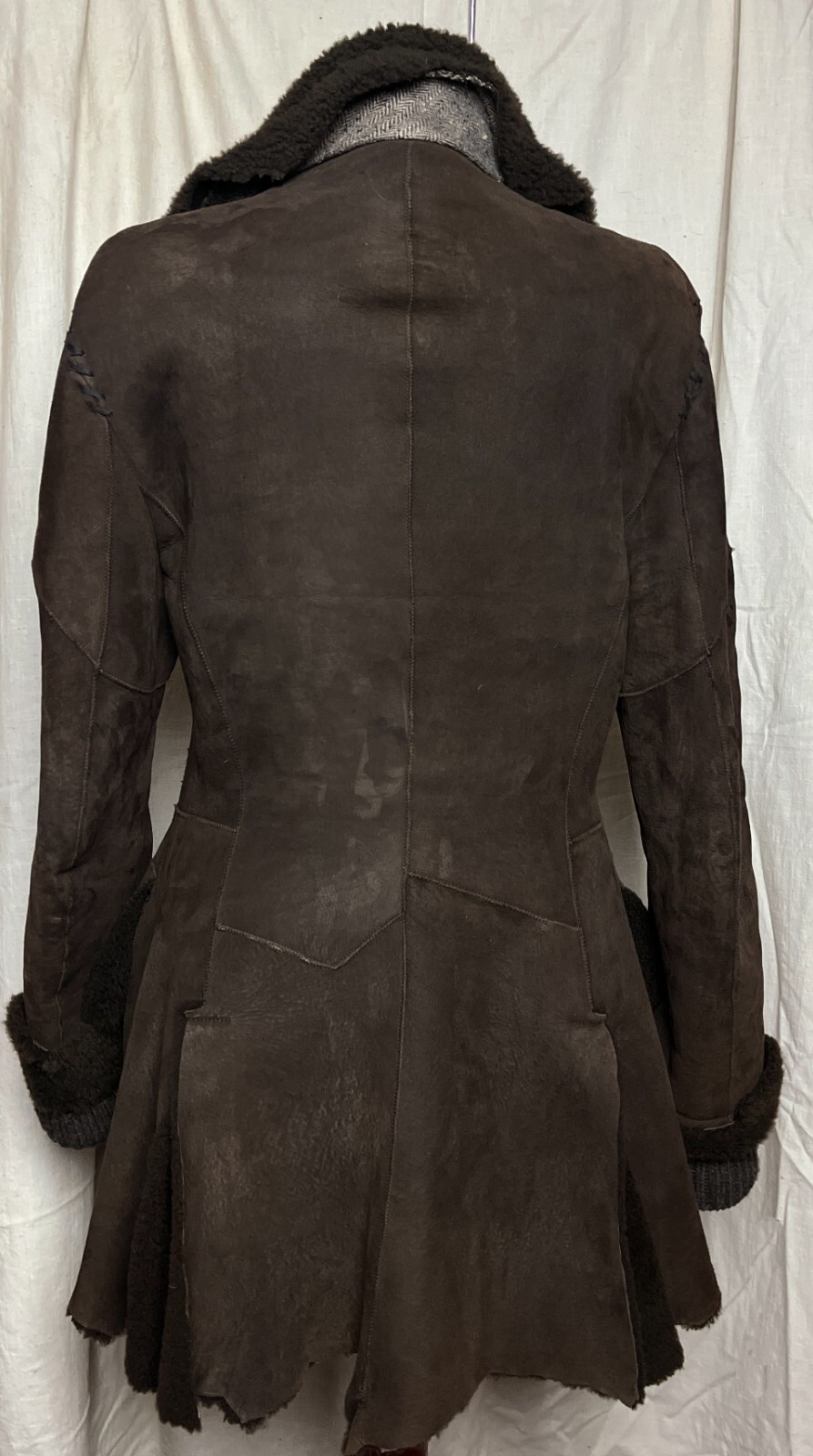 VINTAGE Designer NIGEL PRESTON Unique Shearling COAT Handmade ITALY Small