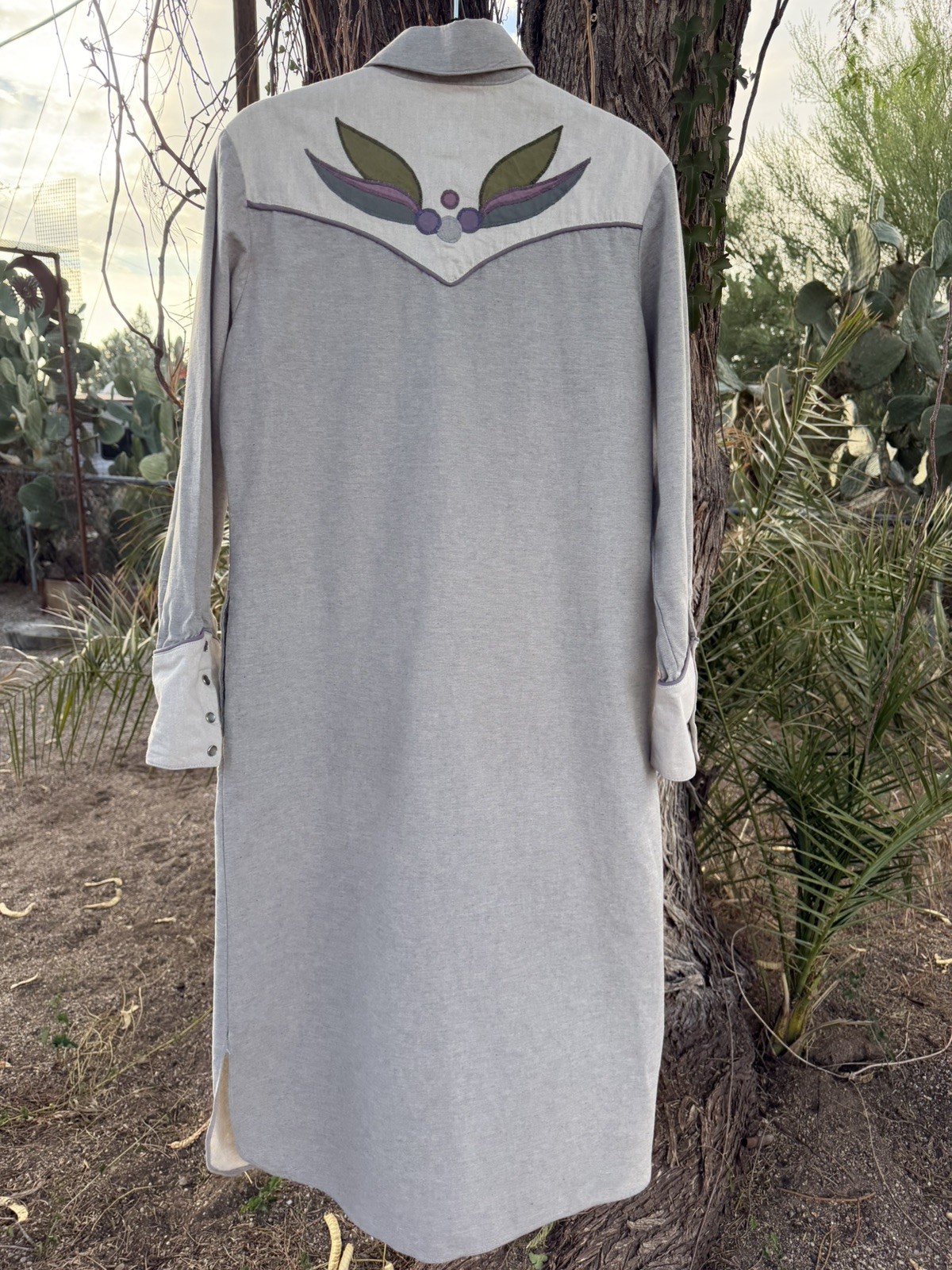 Vtg 70s Salaminder Kansas City Western Dress RARE Pearl Snap Flowers 100 Cotton