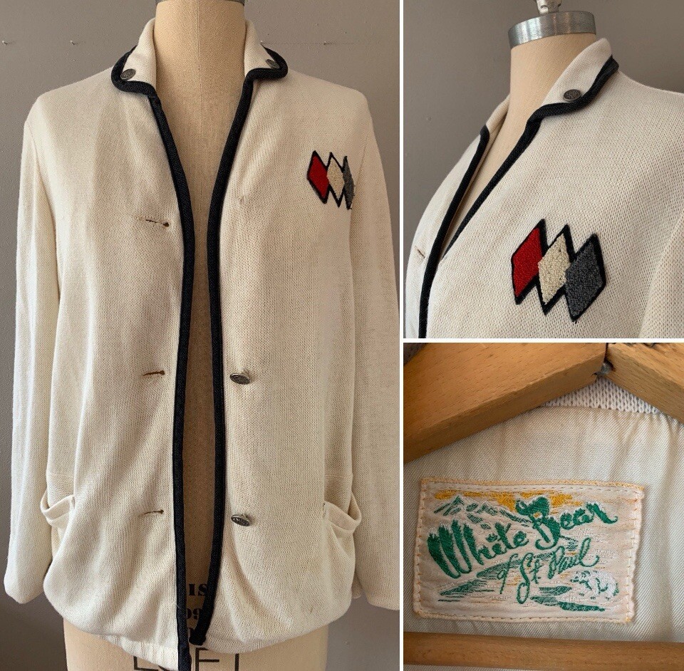 Vintage White Bear of St. Paul Cardigan Size Small Medium