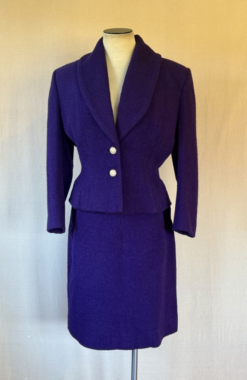 Vintage 1940s 1950s Lilli Ann Wool Skirt Suit Purple Women’s Size Medium Large