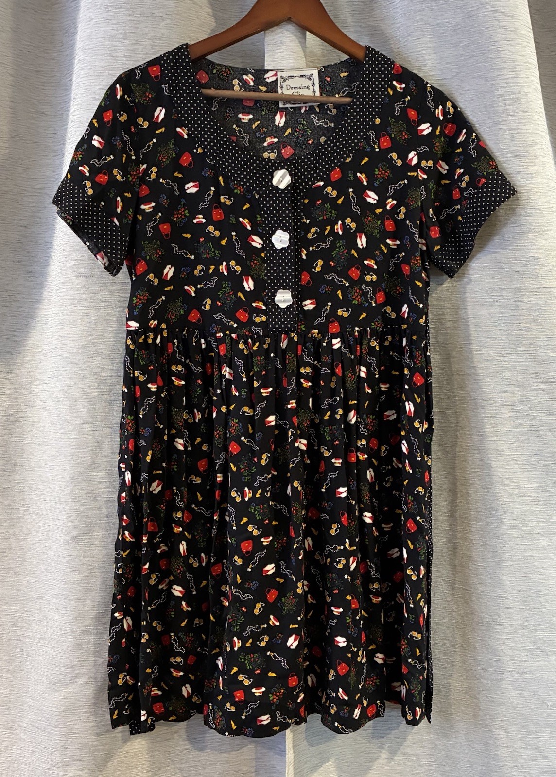 Vintage Novelty Dress Form Print Babydoll Dress by Dressing Clio Small 90s