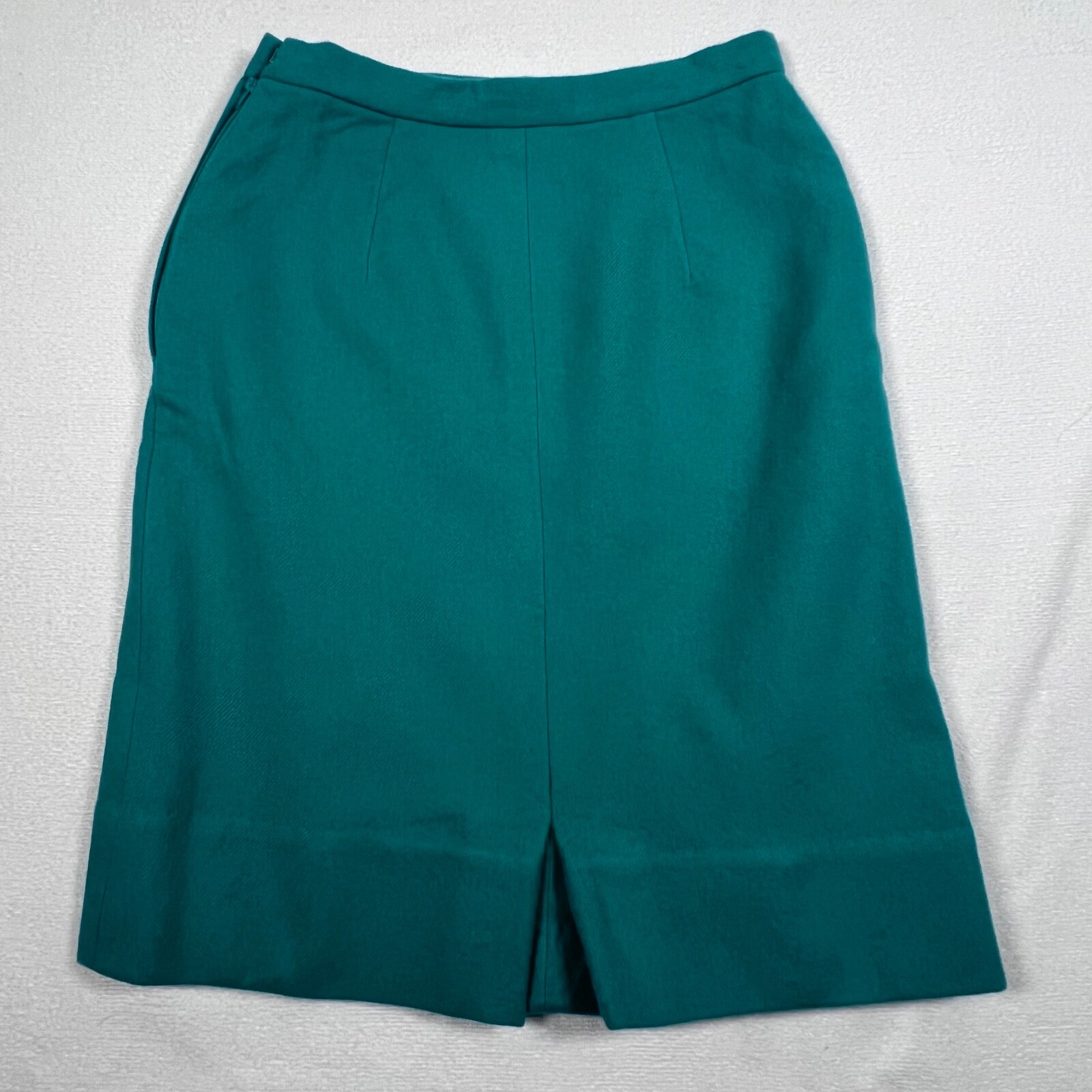 Vintage 60s Lofties by Lawrence Teal Leaf Embroidered Wool Skirt 24″ Waist