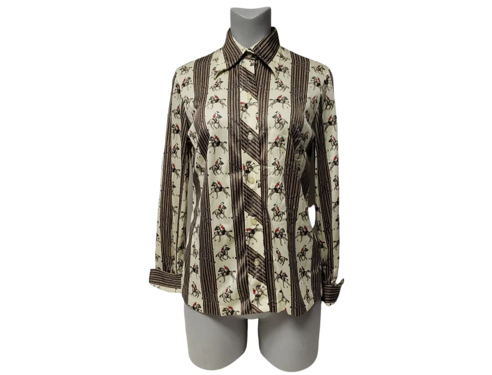 Vintage 70s Equestrian Print Nylon Shirt – The Wilroy Traveler . Fits M – L