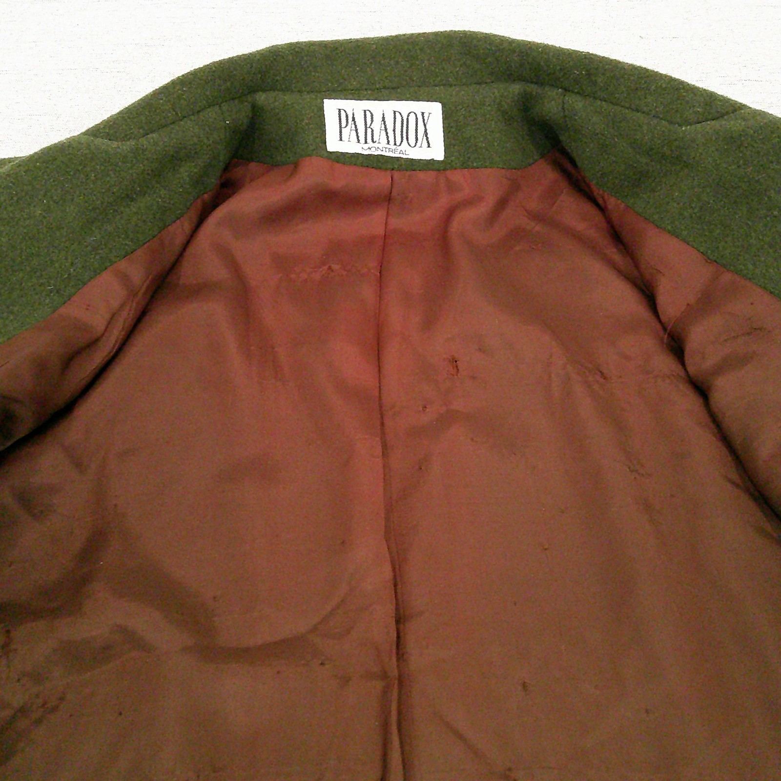 Paradox Vintage Blazer Womens 13 14 Green Wool Boxy Shoulder Pad Made Canada