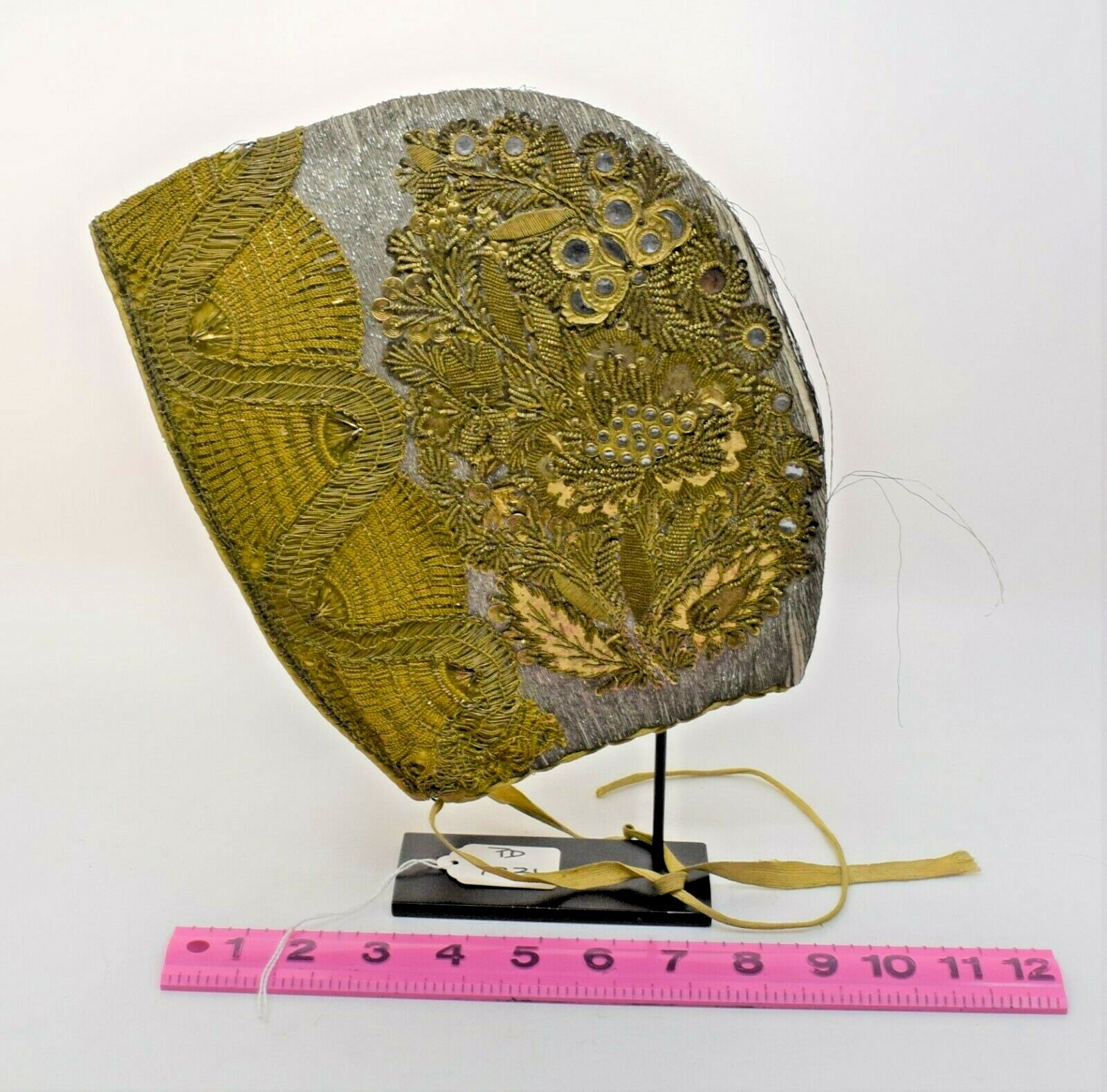 Antique 18th Century Woman’s Hat Coif Floral Design European Beaded, Embroidery