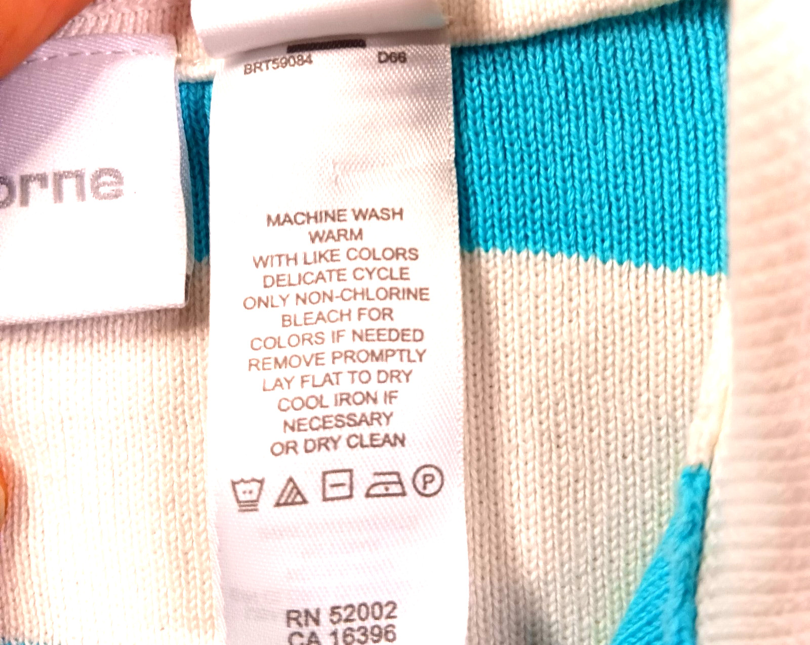 Vintage 90’s Liz Claiborne Top Large Turquoise White Striped Beachy Coastal