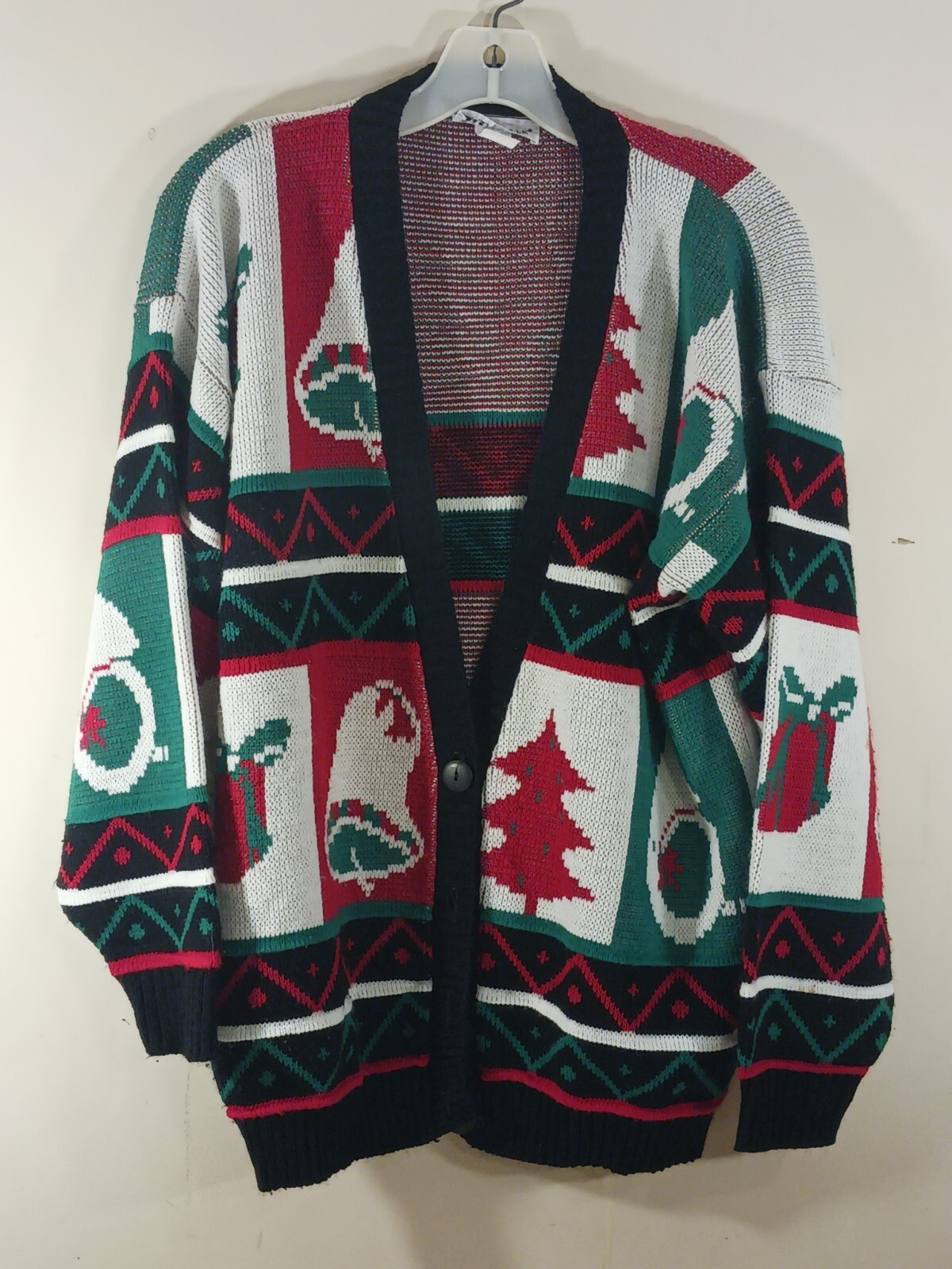 Vintage CABIN CREEK Christmas Cardigan Sweater LARGE Woman’s Red Green Xmas